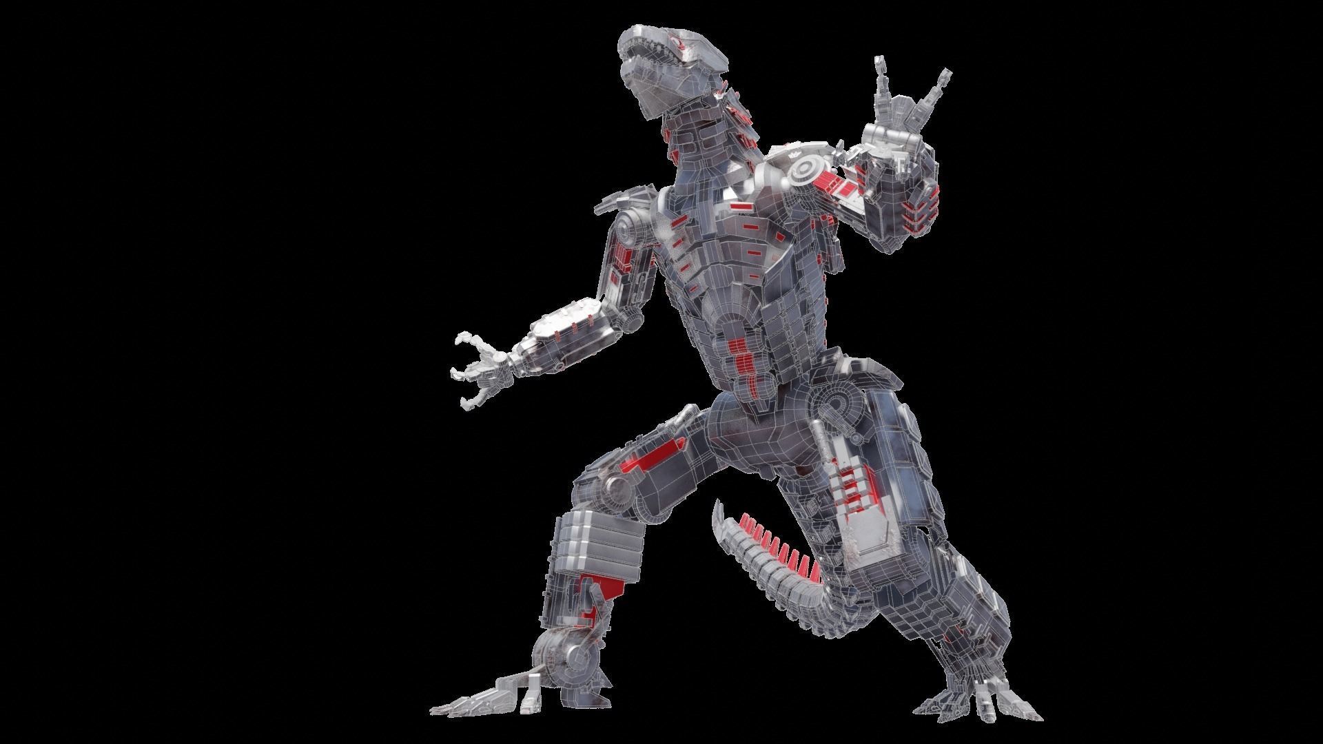 Mechagodzilla armored dinosaur 3D model_21
