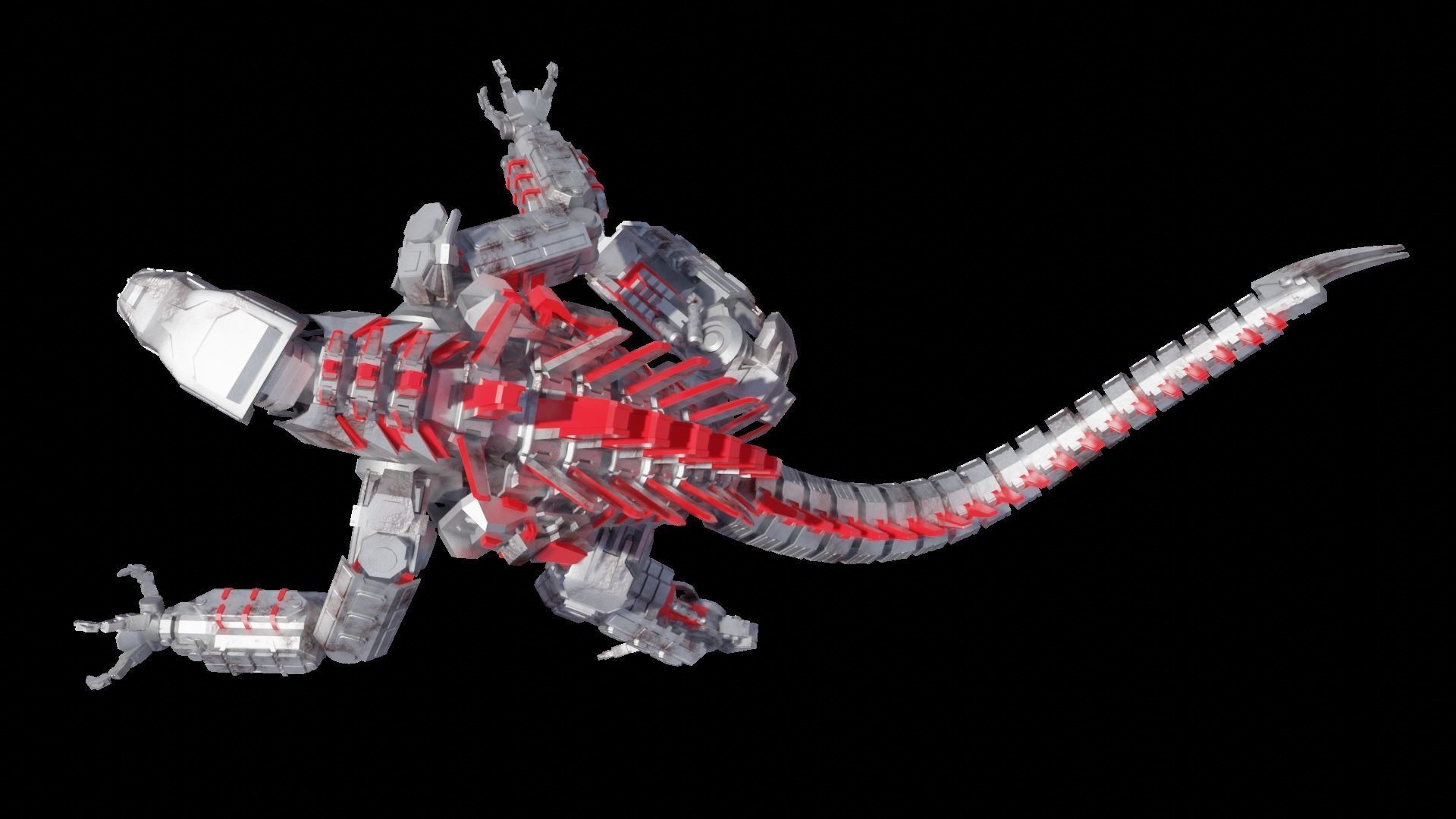 Mechagodzilla armored dinosaur 3D model_2