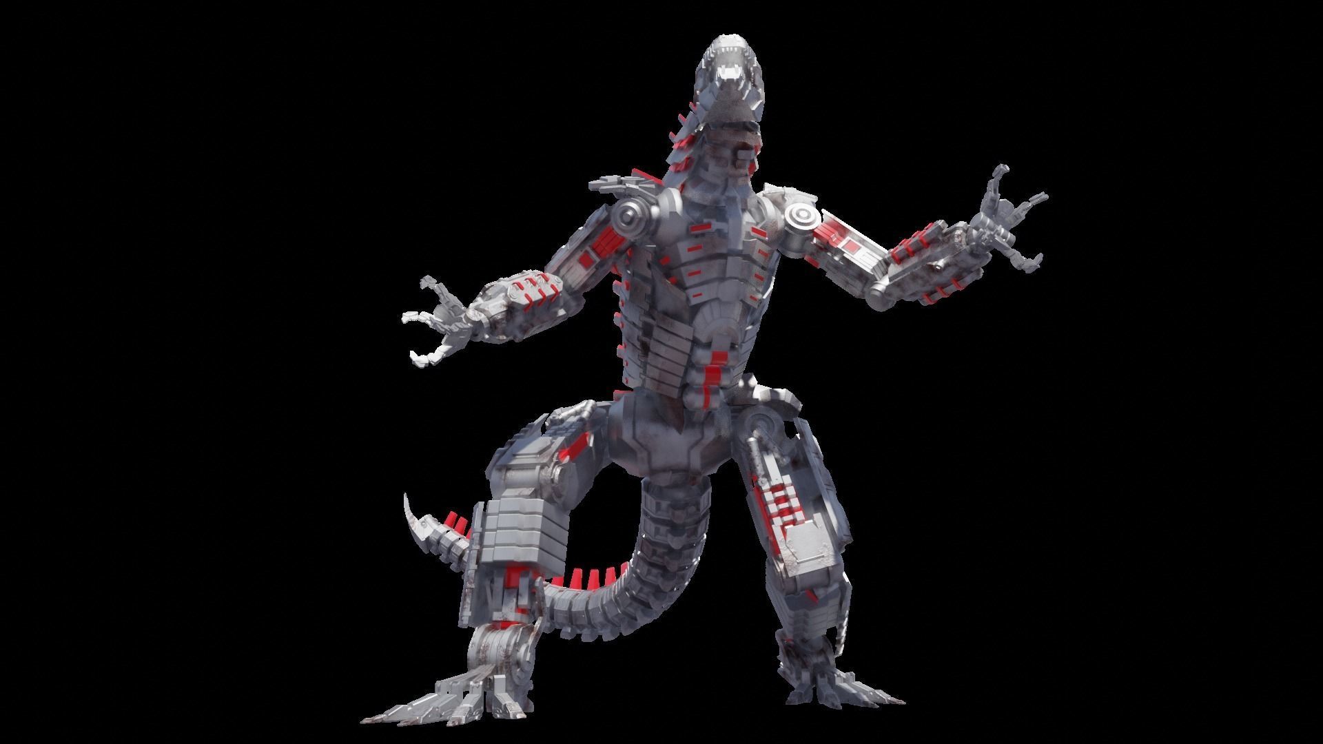Mechagodzilla armored dinosaur 3D model_12