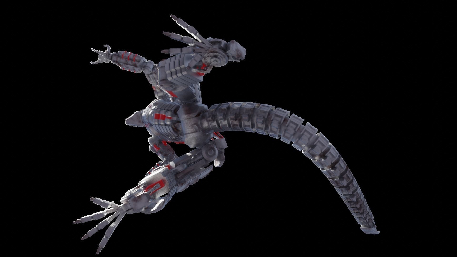 Mechagodzilla armored dinosaur 3D model_19