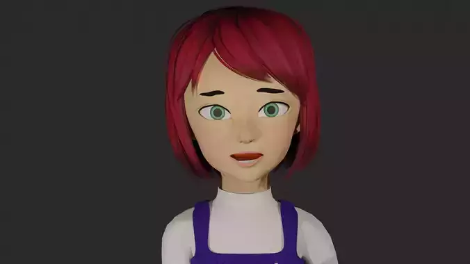 Lily 3D Model girl in dress holding ice cream 3D model