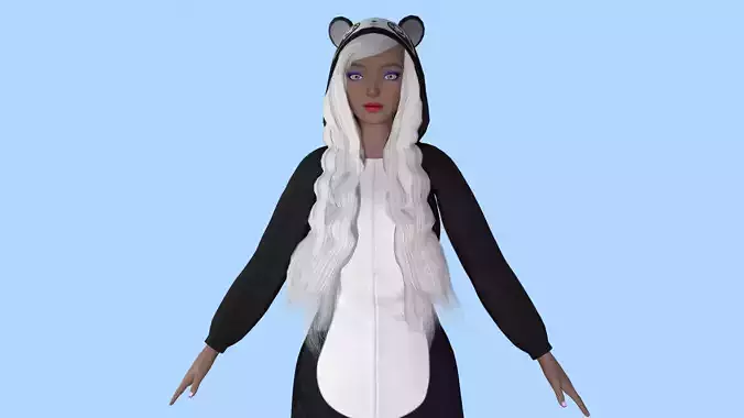 Girl kigurumi panda Low-poly 3D model