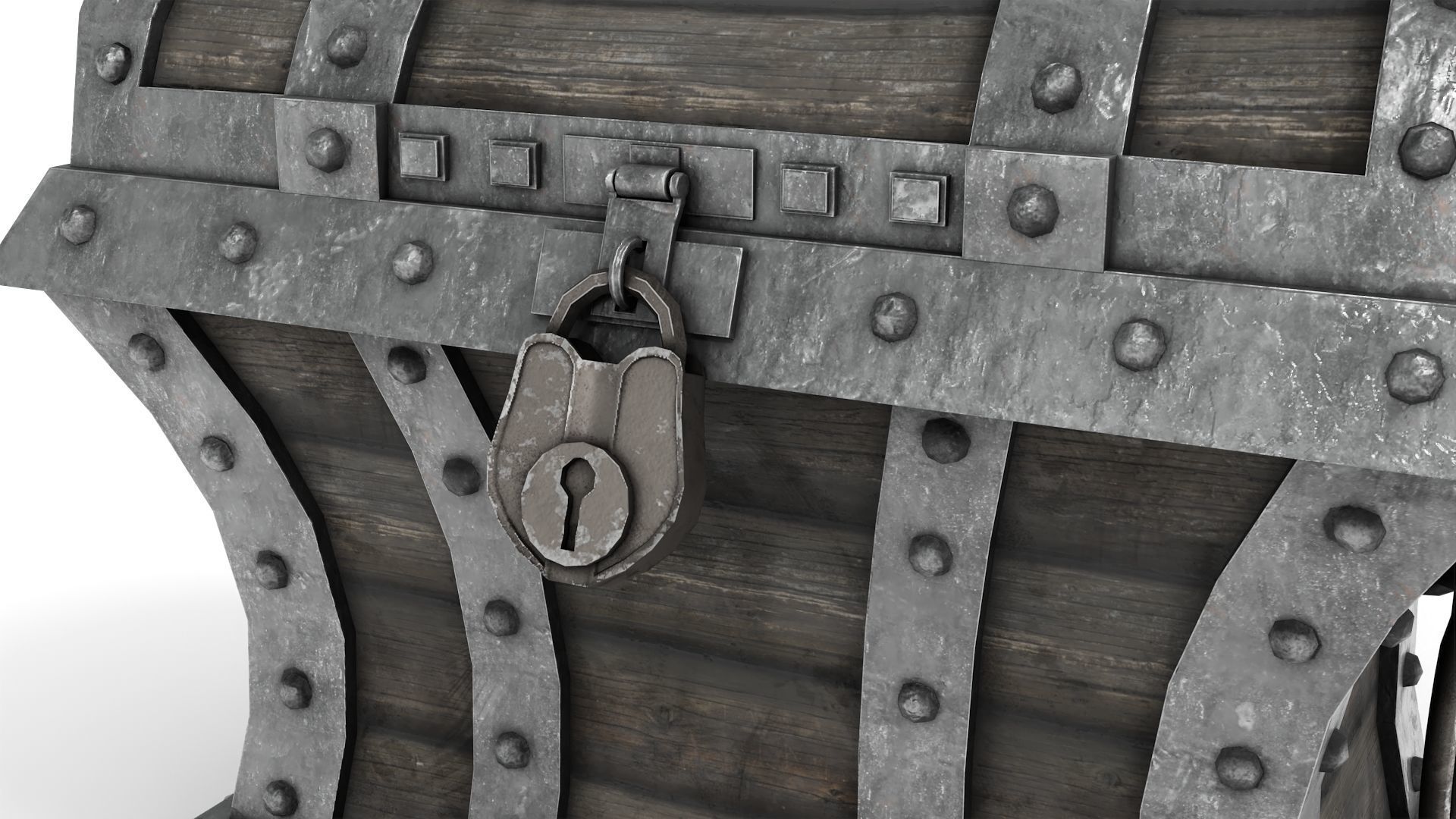 Old Pirate Chest Low-poly 3D model_8