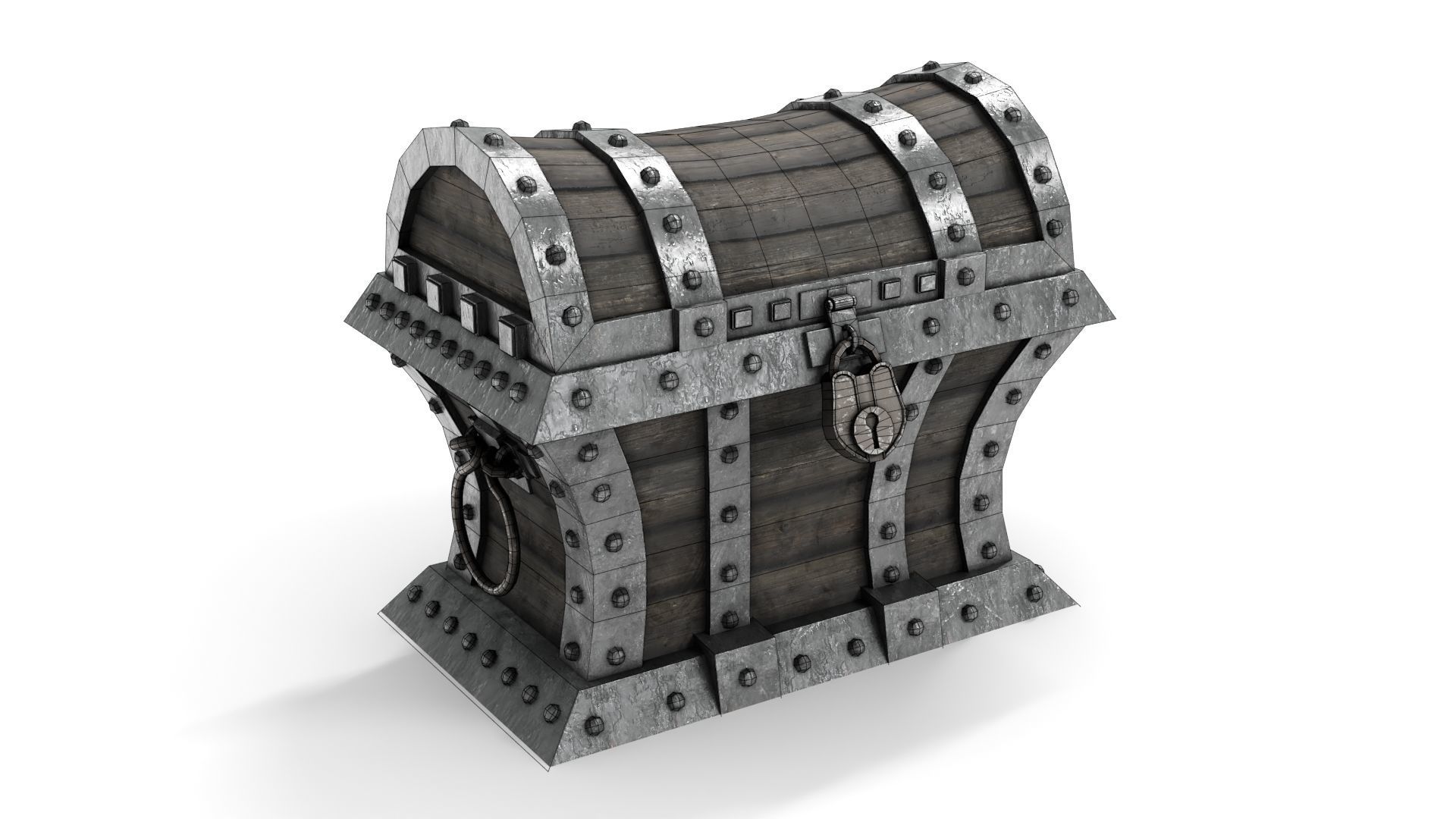 Old Pirate Chest Low-poly 3D model_10