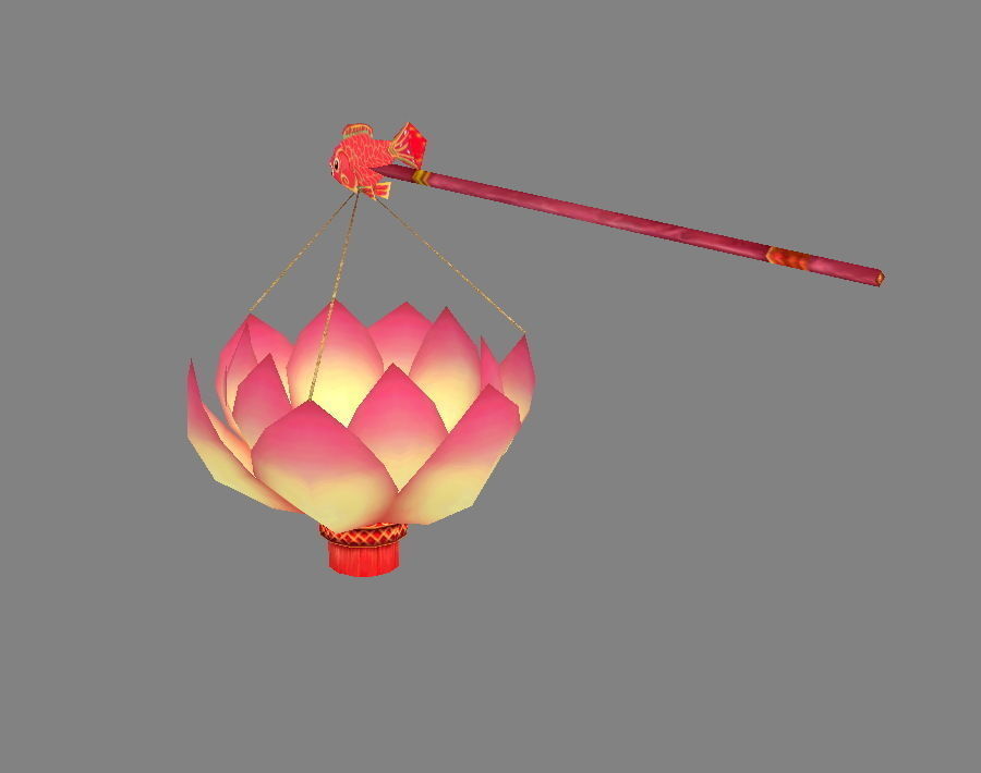 Festive lantern - Lotus Paper Lantern - Candle Low-poly 3D model_1