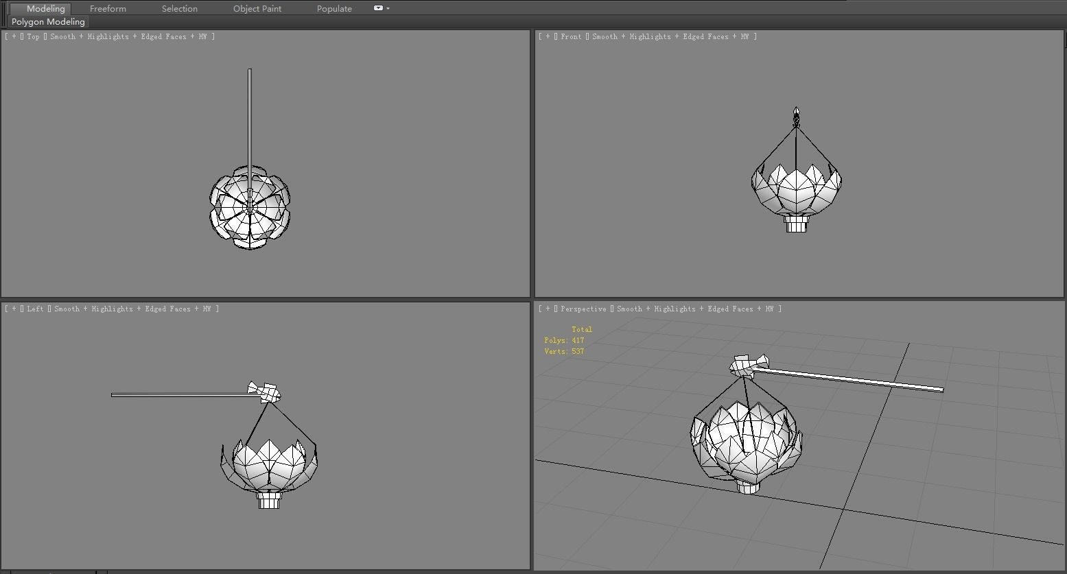 Festive lantern - Lotus Paper Lantern - Candle Low-poly 3D model_6