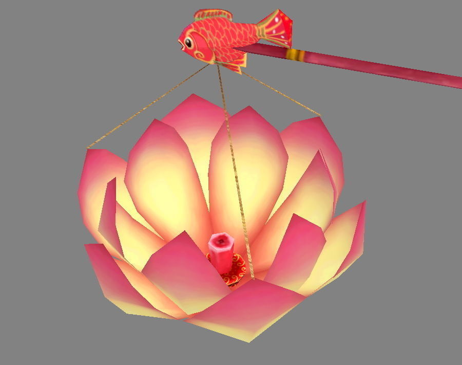 Festive lantern - Lotus Paper Lantern - Candle Low-poly 3D model_2