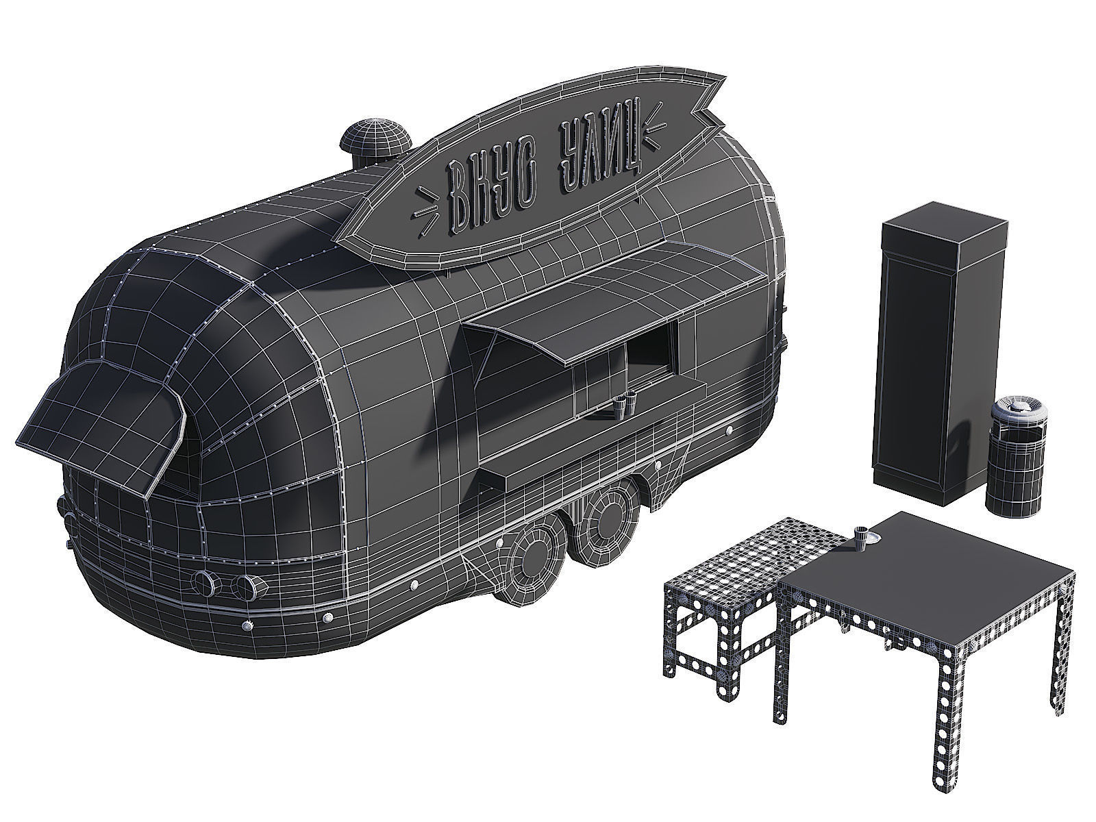 Street cafe module 3D model_4