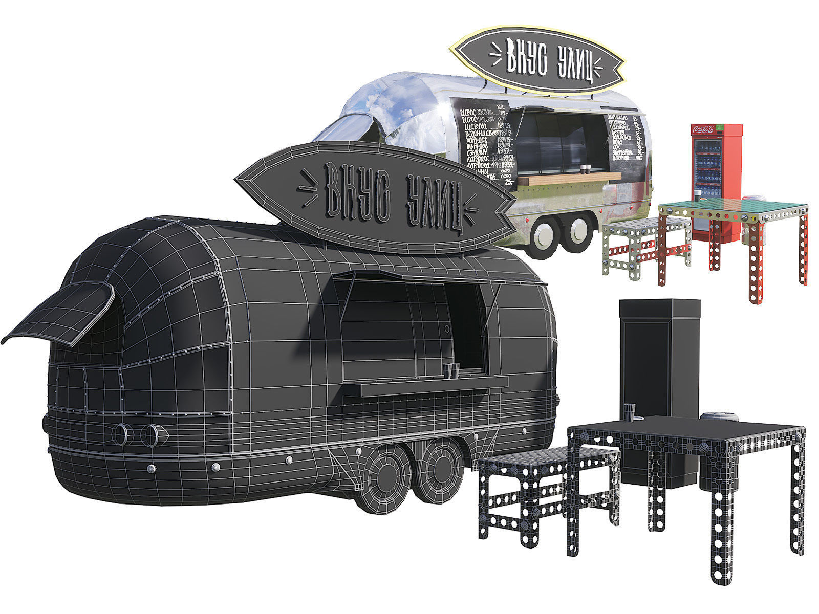 Street cafe module 3D model_3