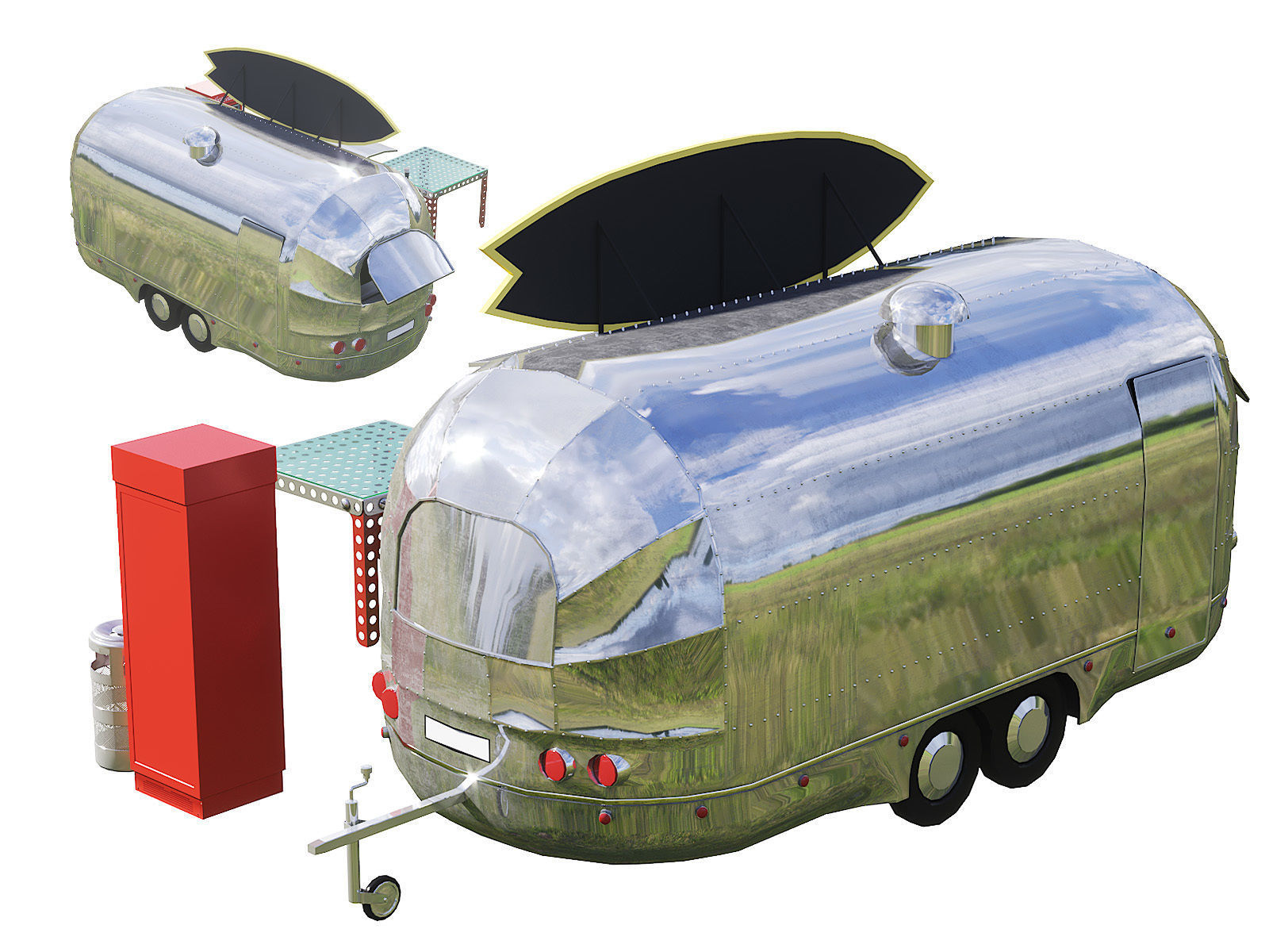 Street cafe module 3D model_2