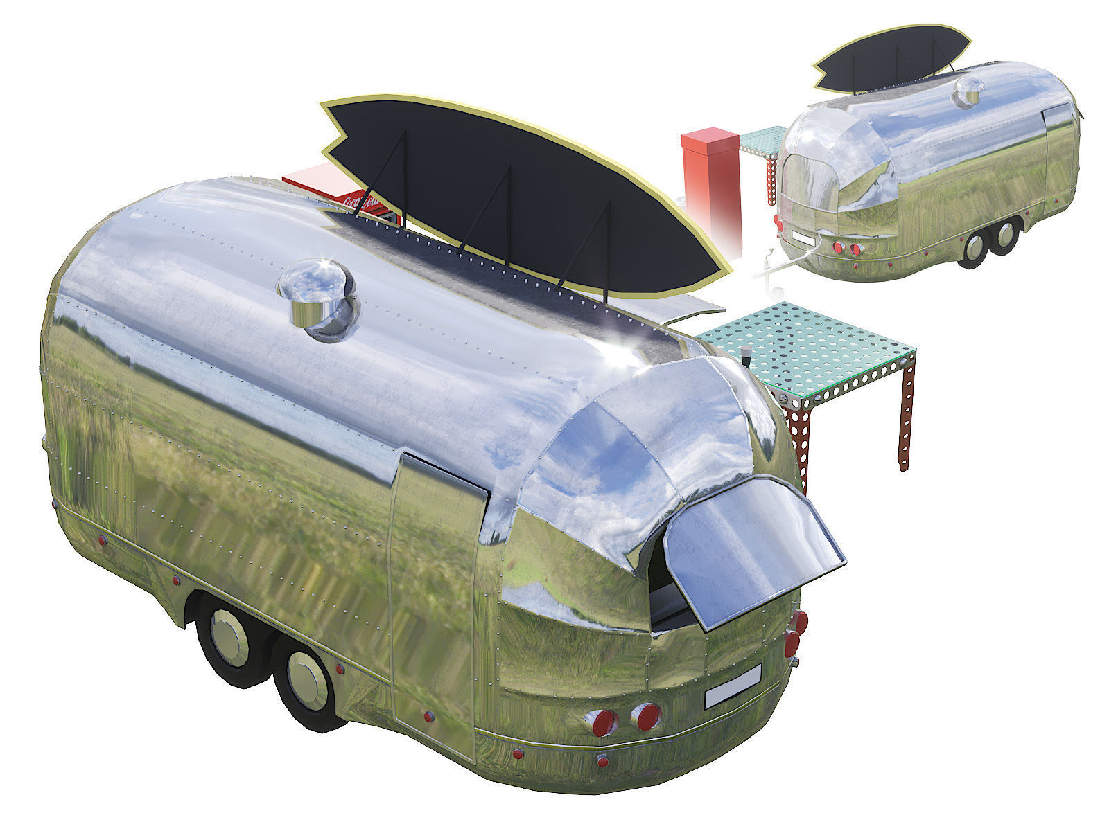 Street cafe module 3D model_1