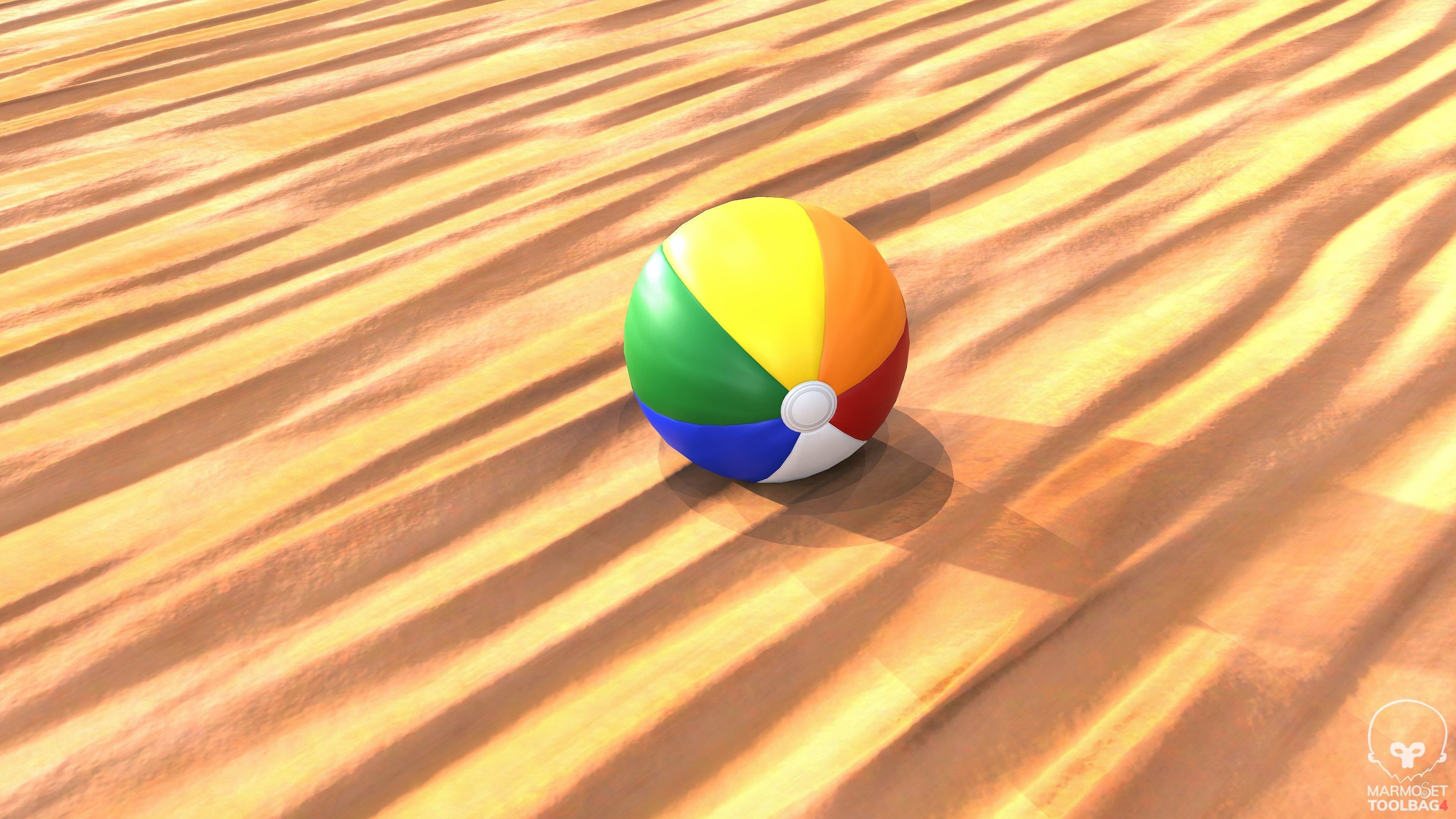 Beach Ball PBR Game Ready Low-poly 3D model_1