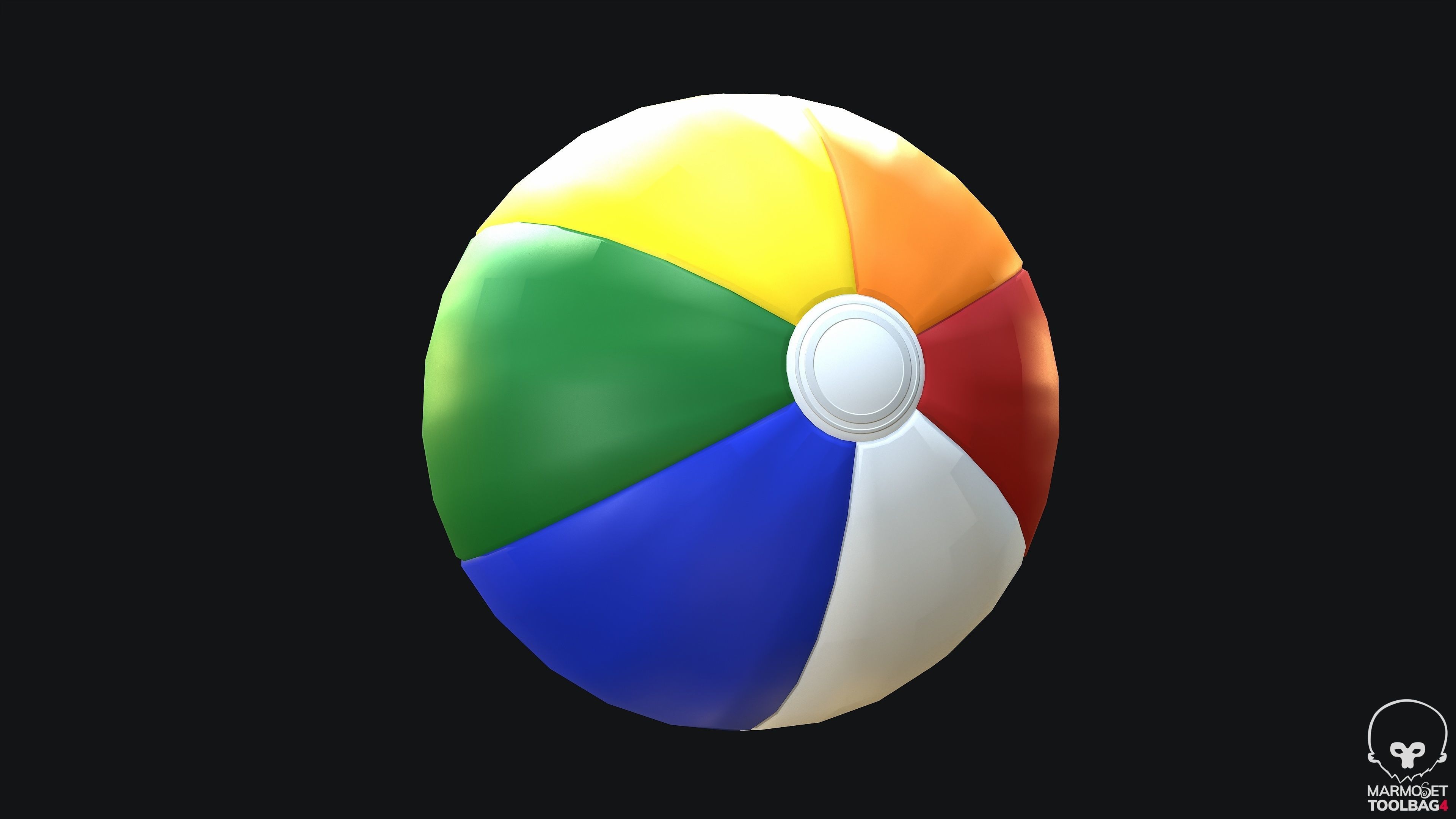 Beach Ball PBR Game Ready Low-poly 3D model_3
