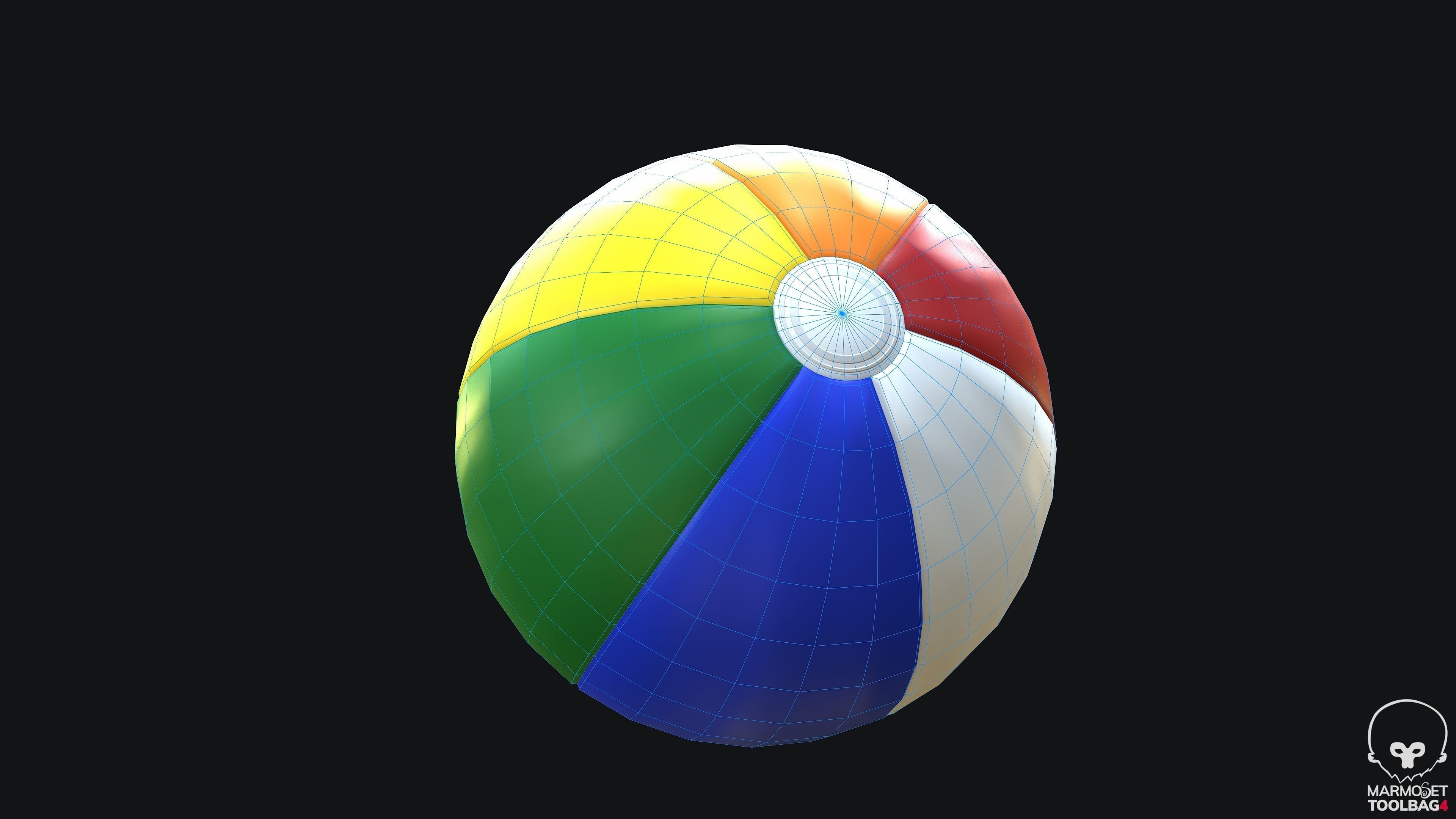 Beach Ball PBR Game Ready Low-poly 3D model_2