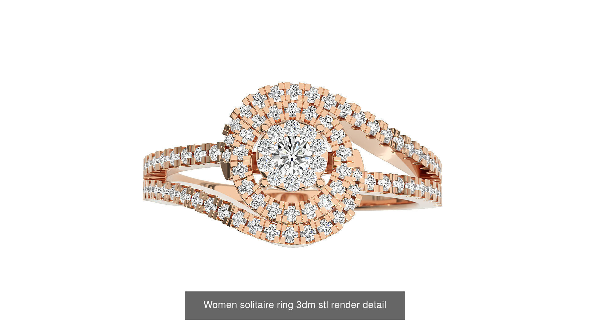 40 Women solitaire ring 3dm stl render detail Bulk collection _33