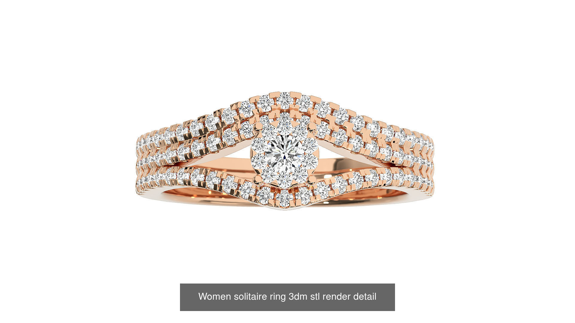 40 Women solitaire ring 3dm stl render detail Bulk collection _26