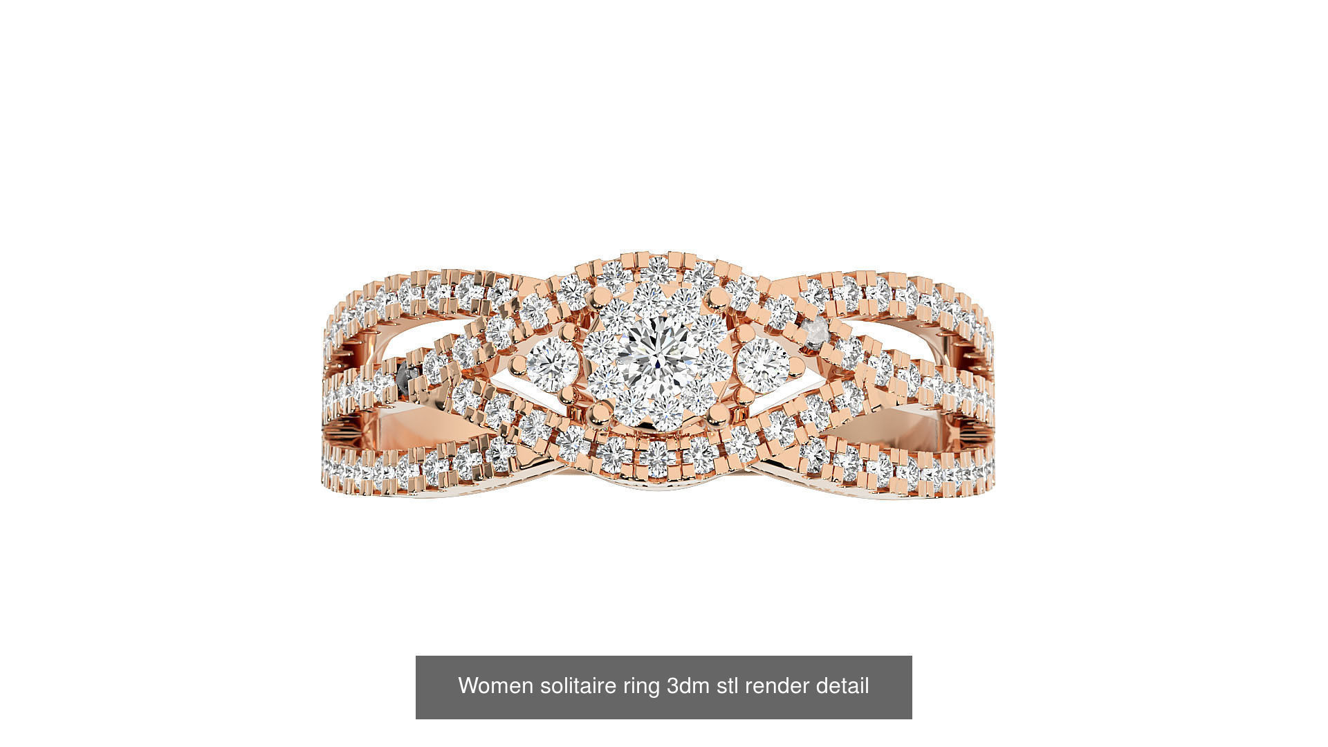 40 Women solitaire ring 3dm stl render detail Bulk collection _19