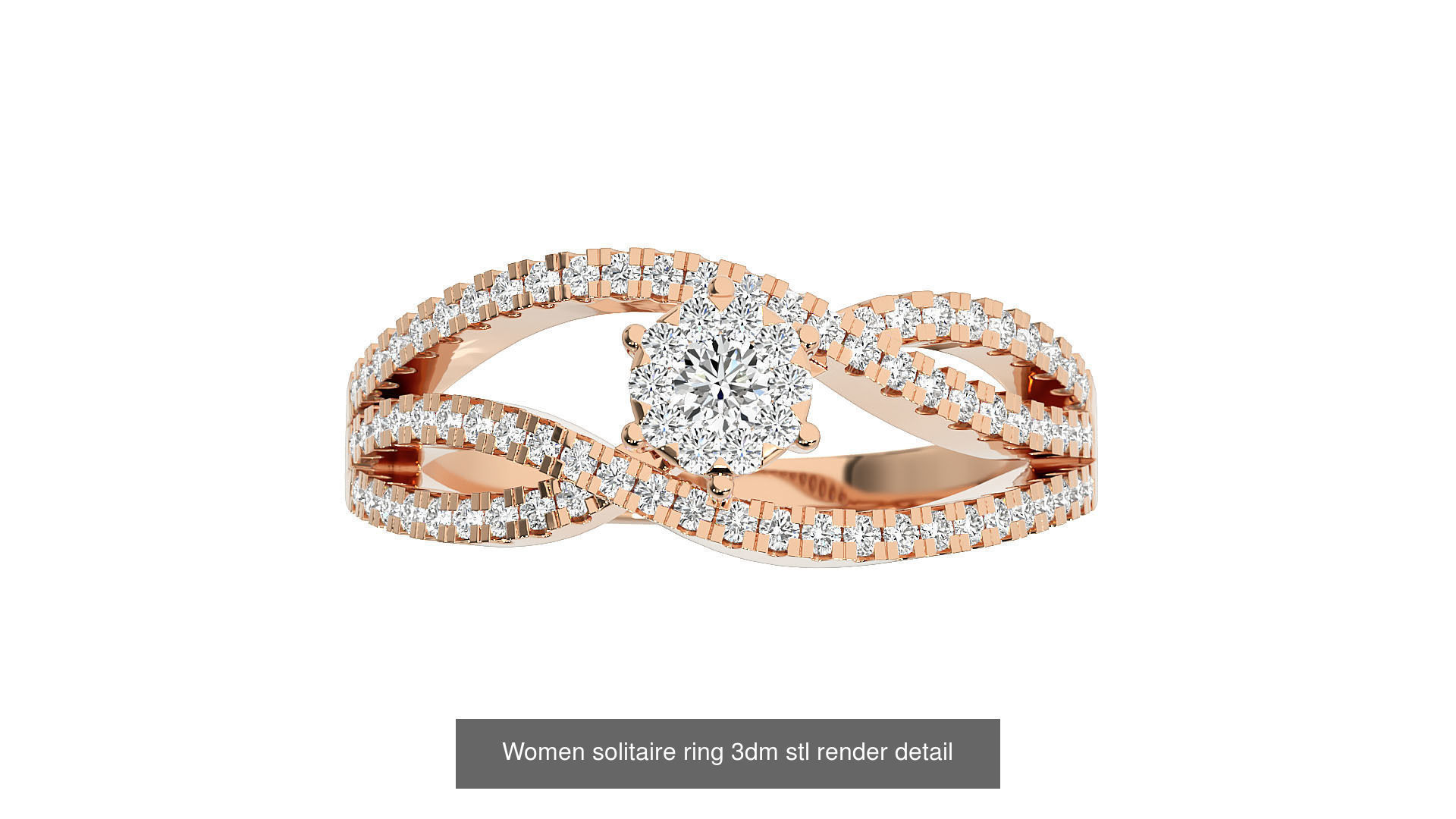 40 Women solitaire ring 3dm stl render detail Bulk collection _6
