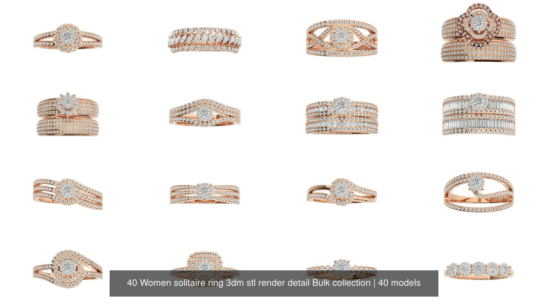 40 Women solitaire ring 3dm stl render detail Bulk collection _2