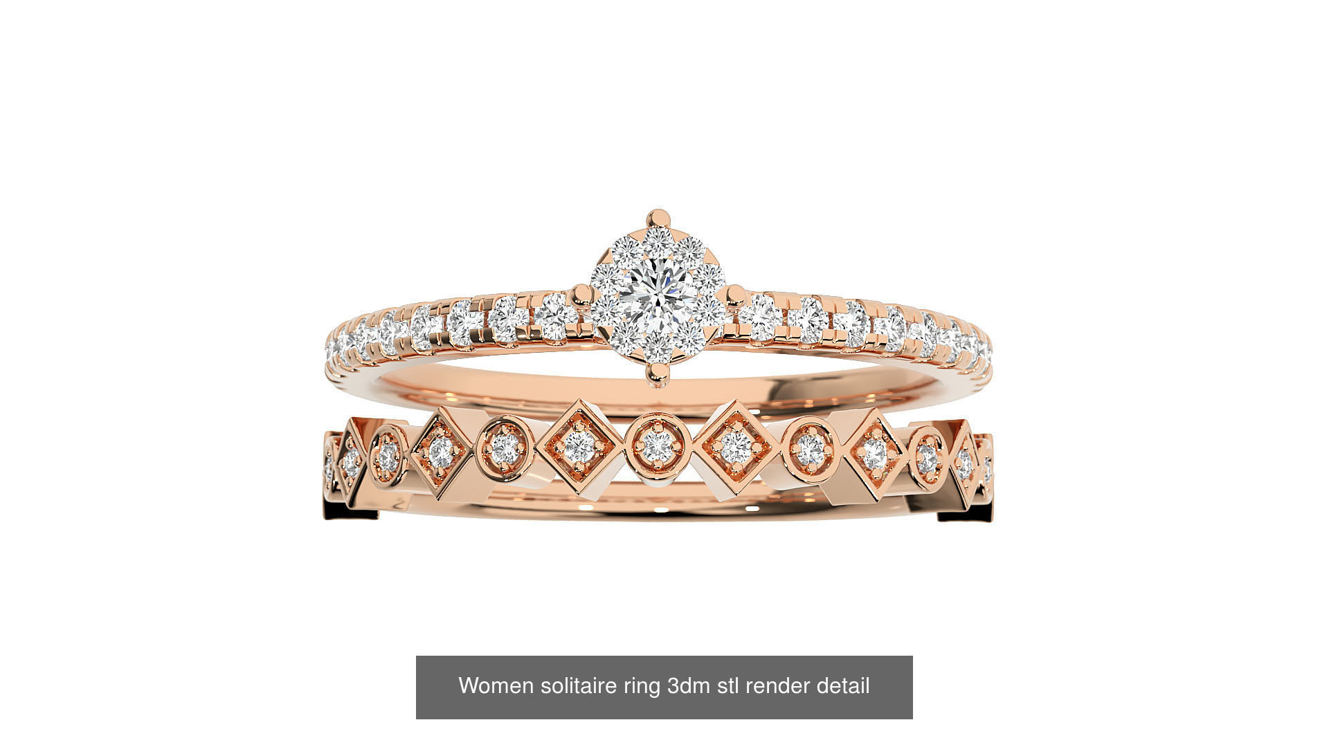 40 Women solitaire ring 3dm stl render detail Bulk collection _43