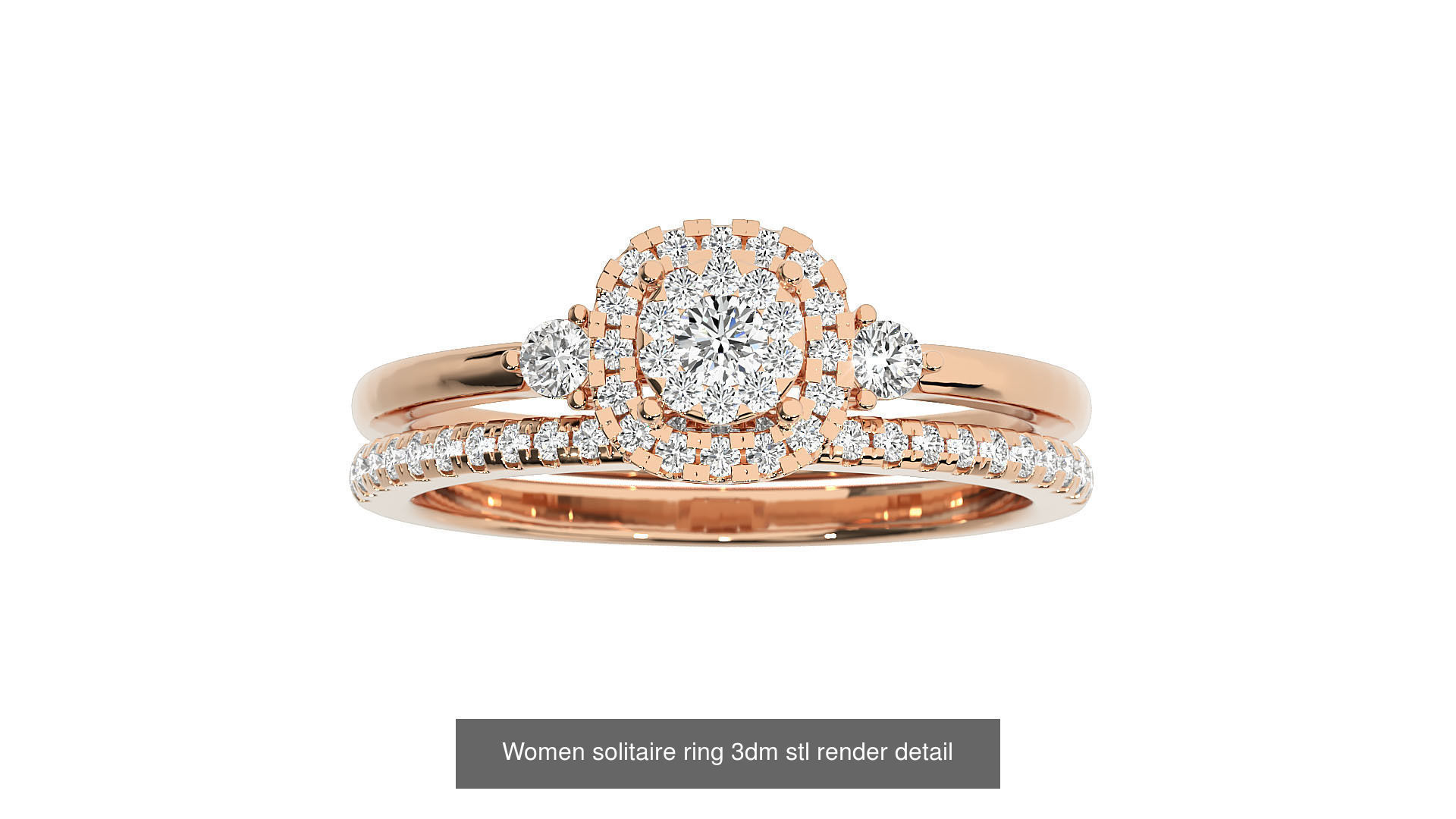 40 Women solitaire ring 3dm stl render detail Bulk collection _44