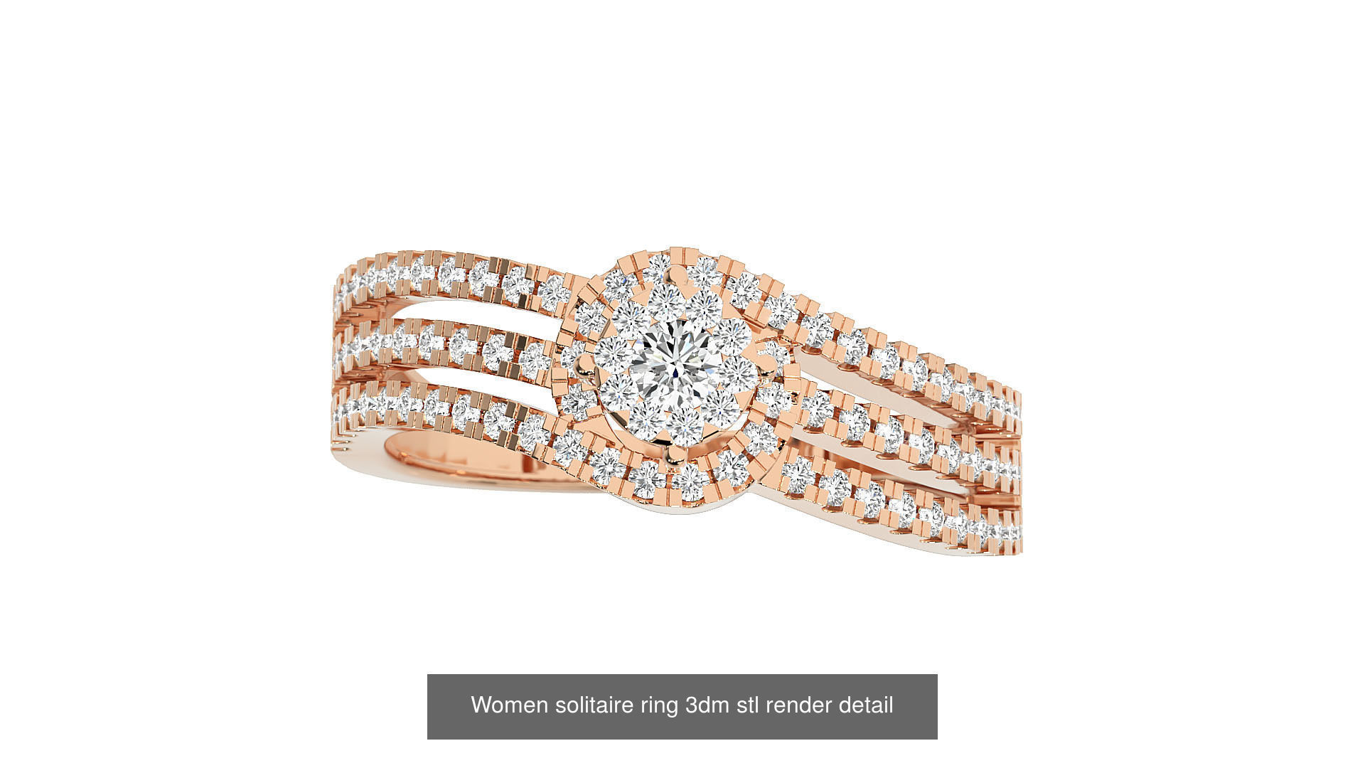 40 Women solitaire ring 3dm stl render detail Bulk collection _29