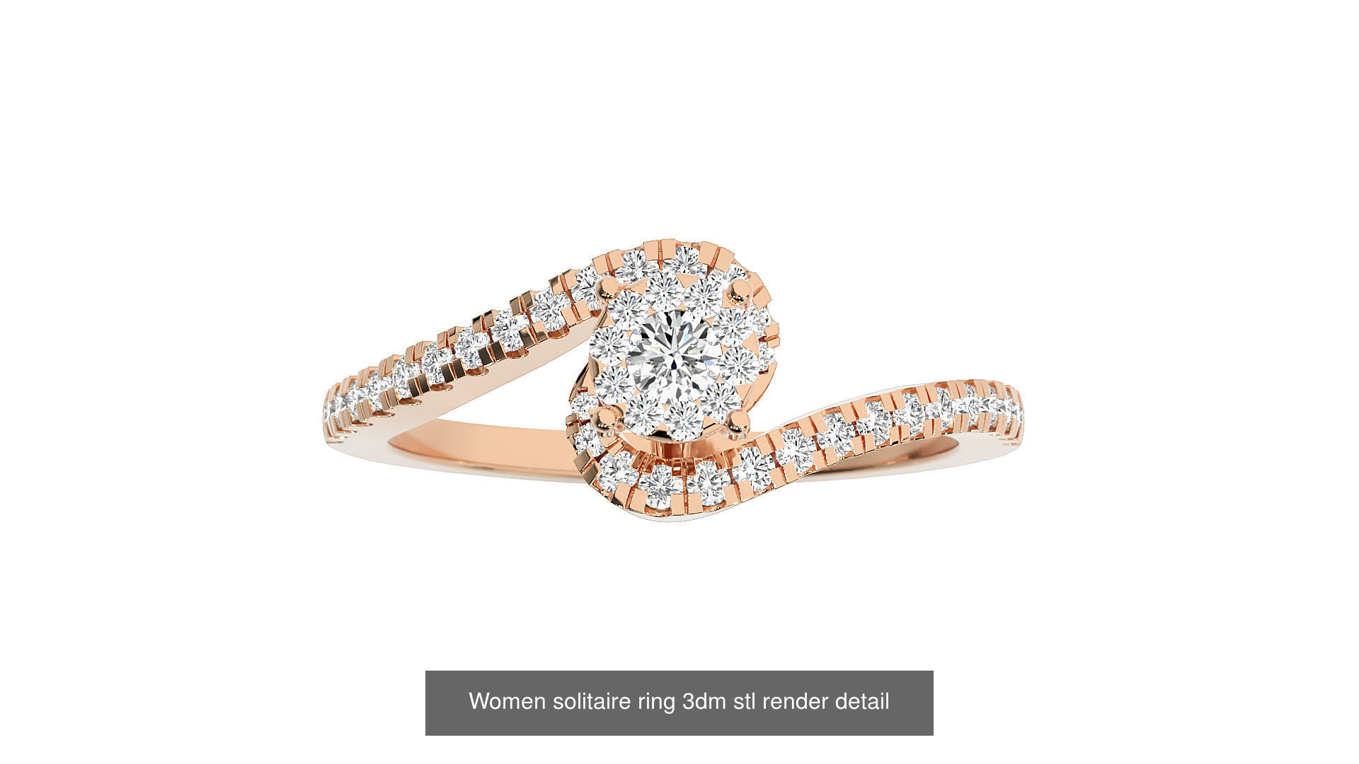40 Women solitaire ring 3dm stl render detail Bulk collection _16