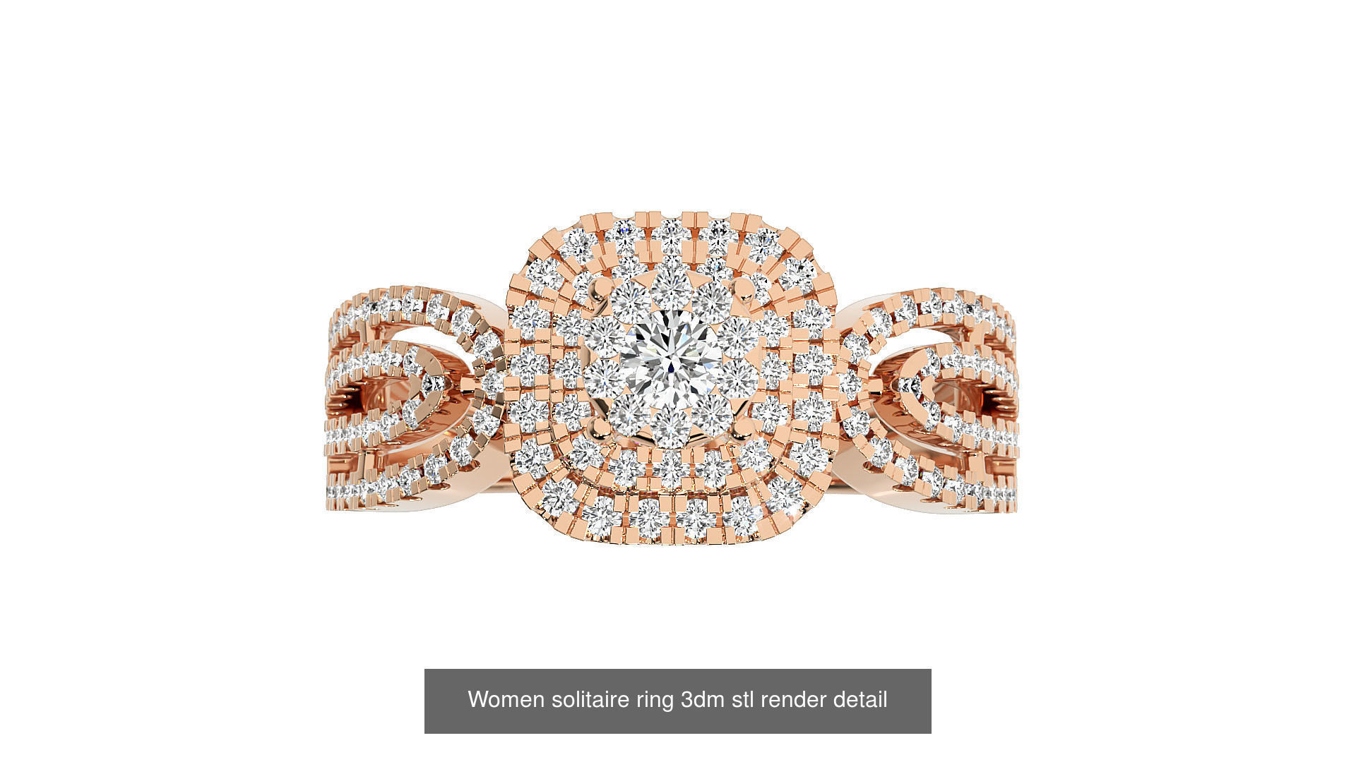 40 Women solitaire ring 3dm stl render detail Bulk collection _18
