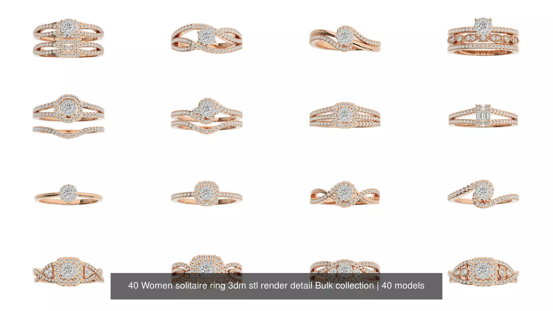 40 Women solitaire ring 3dm stl render detail Bulk collection _0