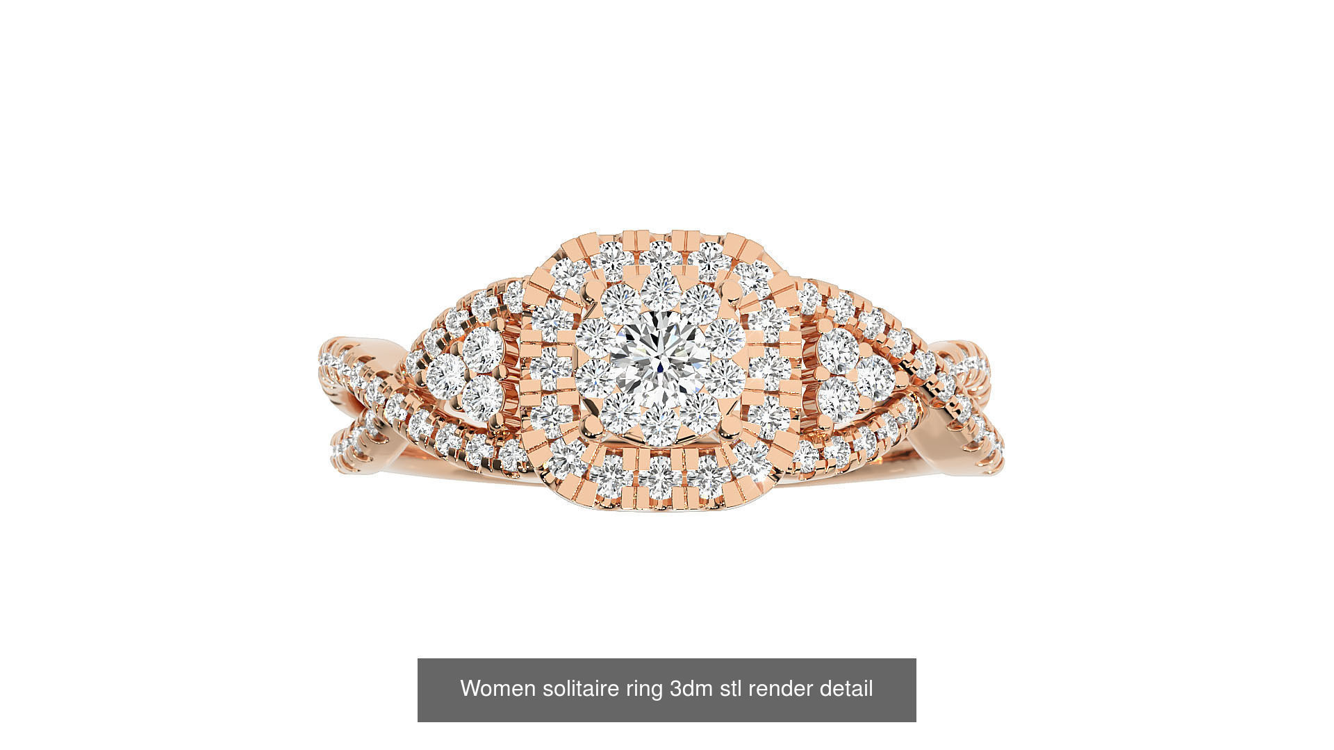 40 Women solitaire ring 3dm stl render detail Bulk collection _17