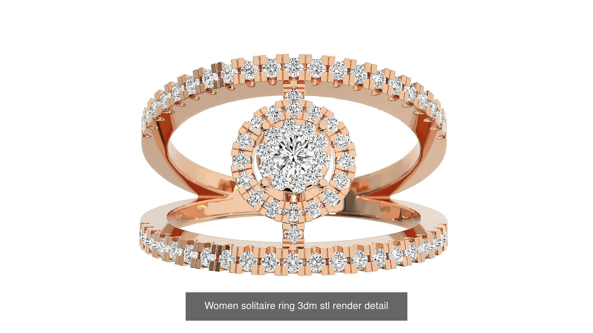 40 Women solitaire ring 3dm stl render detail Bulk collection _42