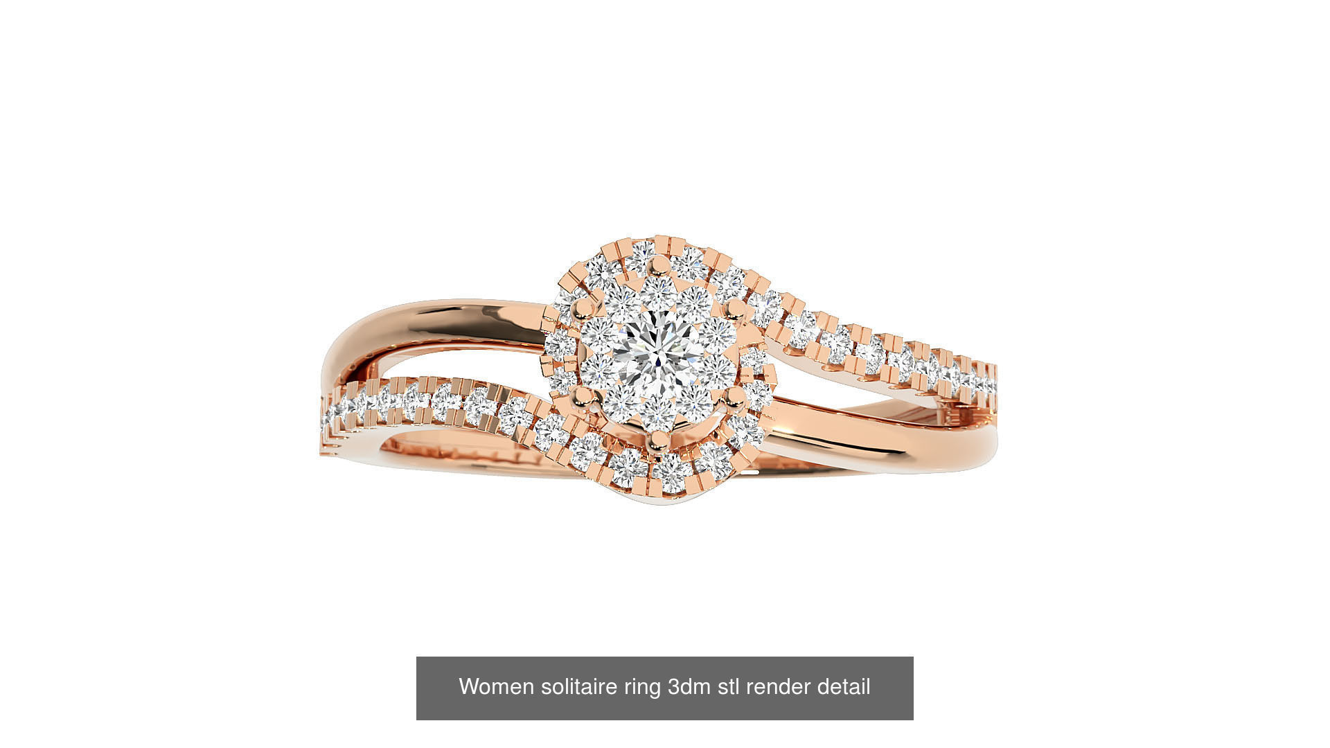 40 Women solitaire ring 3dm stl render detail Bulk collection _31