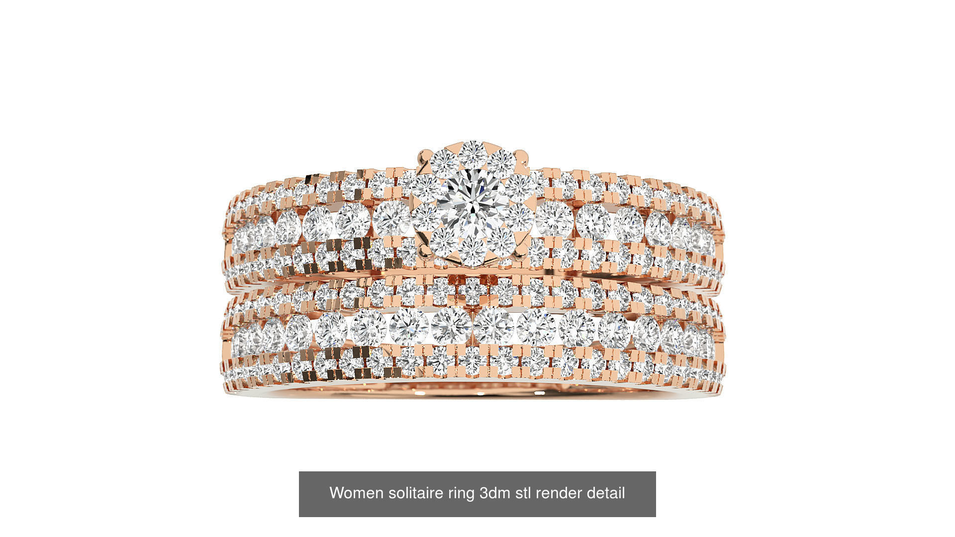 40 Women solitaire ring 3dm stl render detail Bulk collection _27