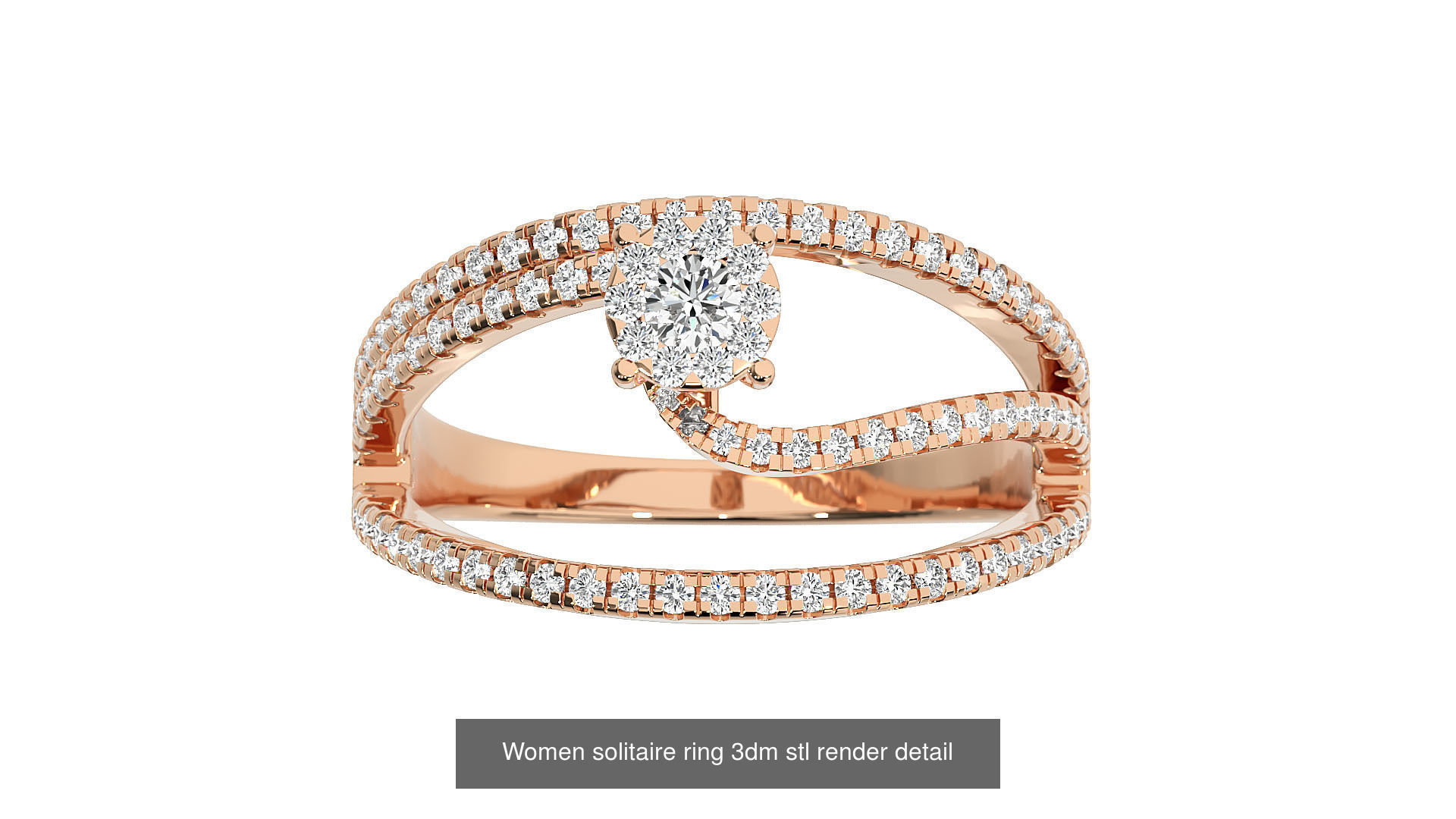 40 Women solitaire ring 3dm stl render detail Bulk collection _32