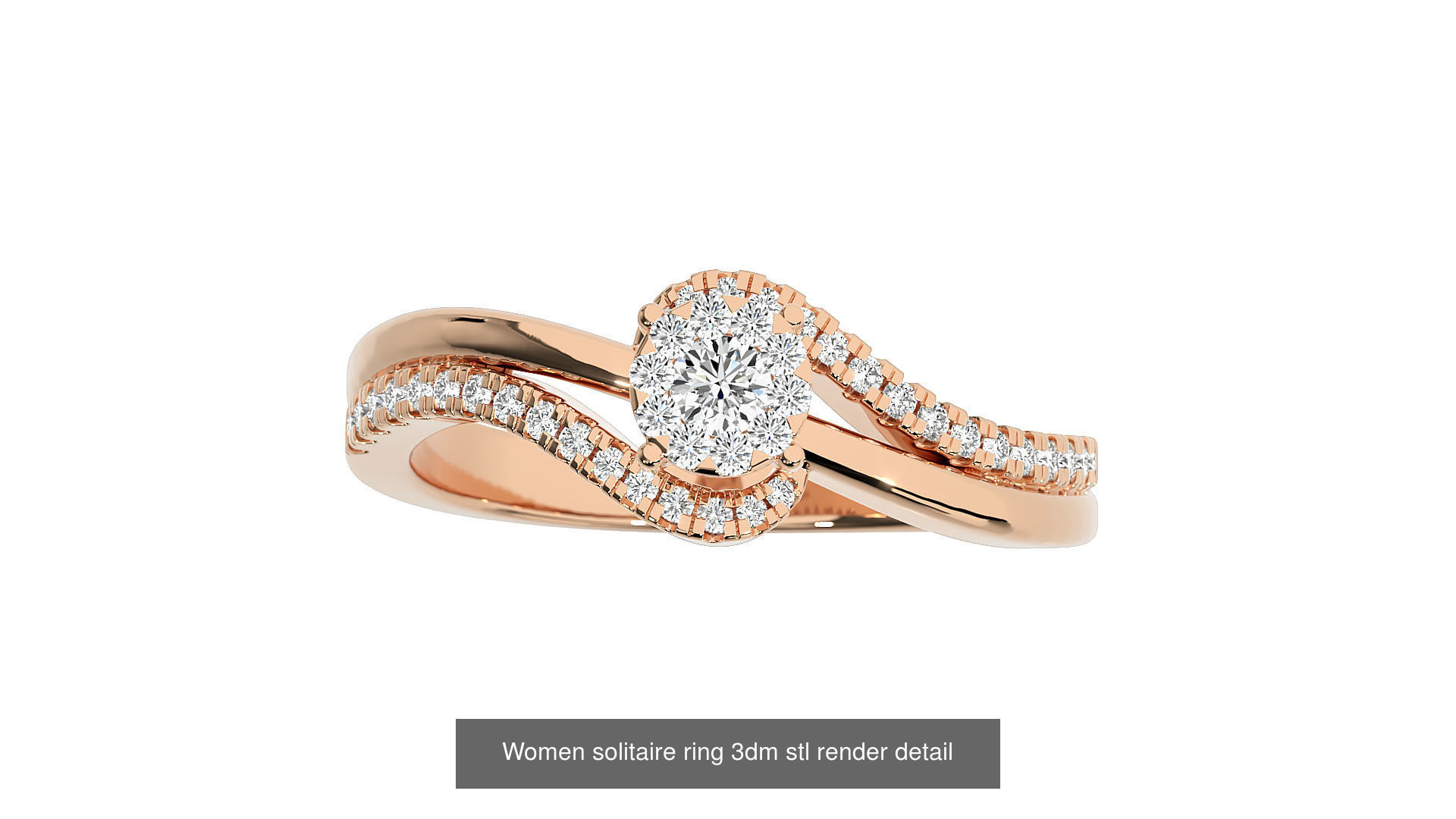 40 Women solitaire ring 3dm stl render detail Bulk collection _7