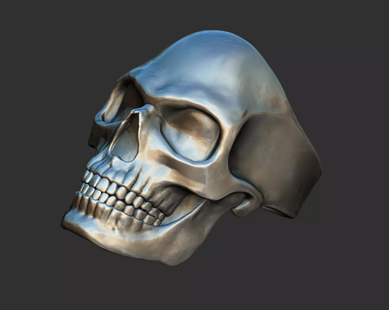 SkullRing silver skull ring 3D print model_0