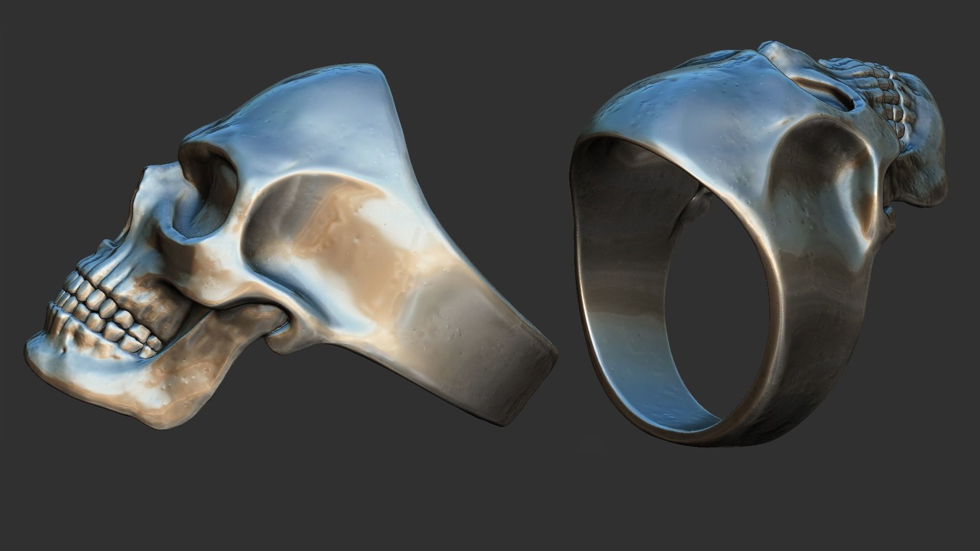 SkullRing silver skull ring 3D print model_1