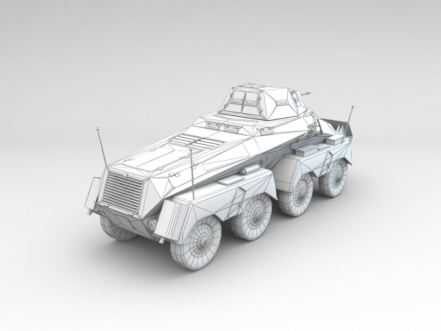 Low Poly SdKfz 231 8 Rad heavy recon car Low-poly 3D model_8