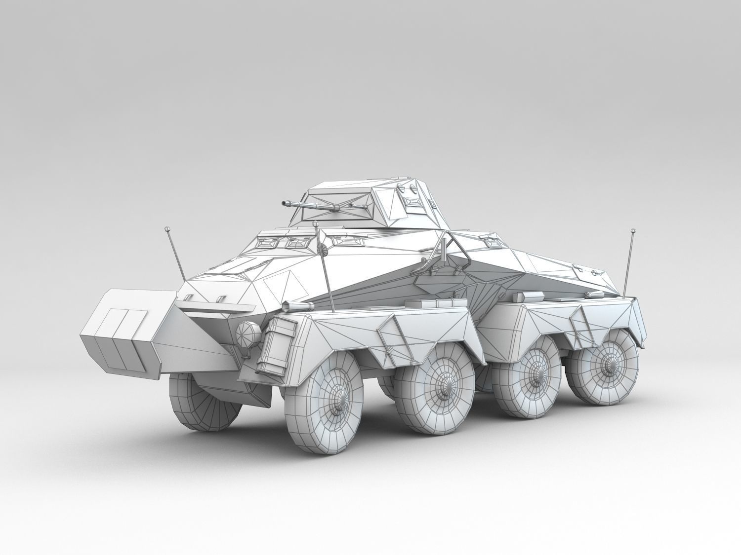 Low Poly SdKfz 231 8 Rad heavy recon car Low-poly 3D model_13