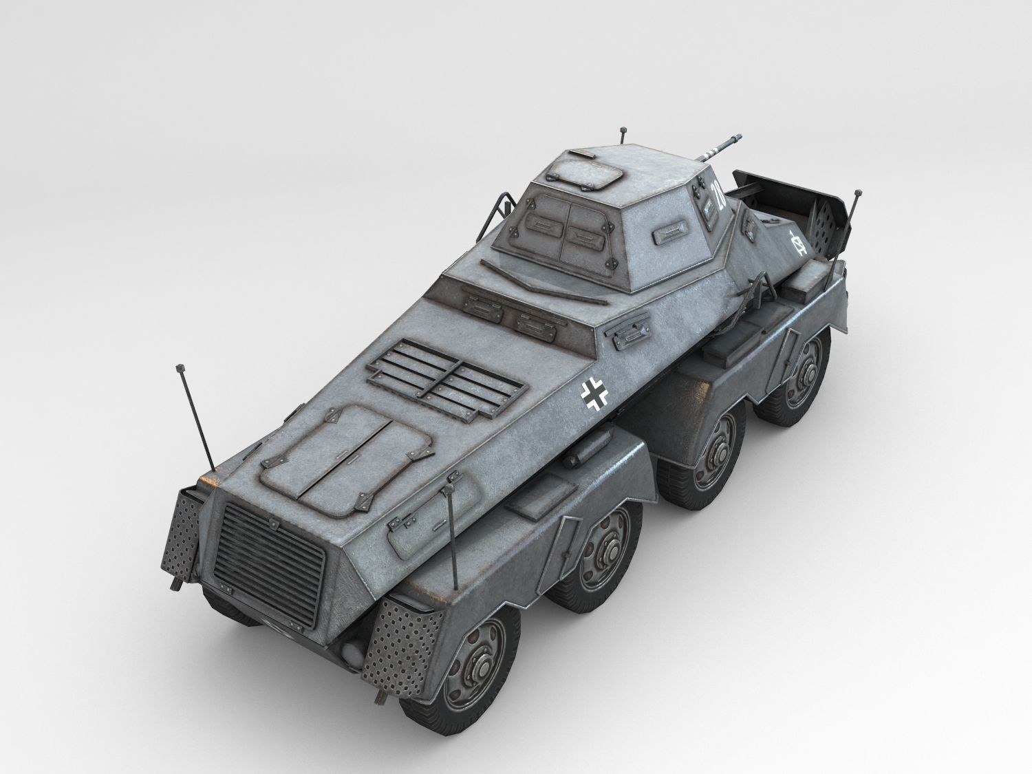 Low Poly SdKfz 231 8 Rad heavy recon car Low-poly 3D model_11