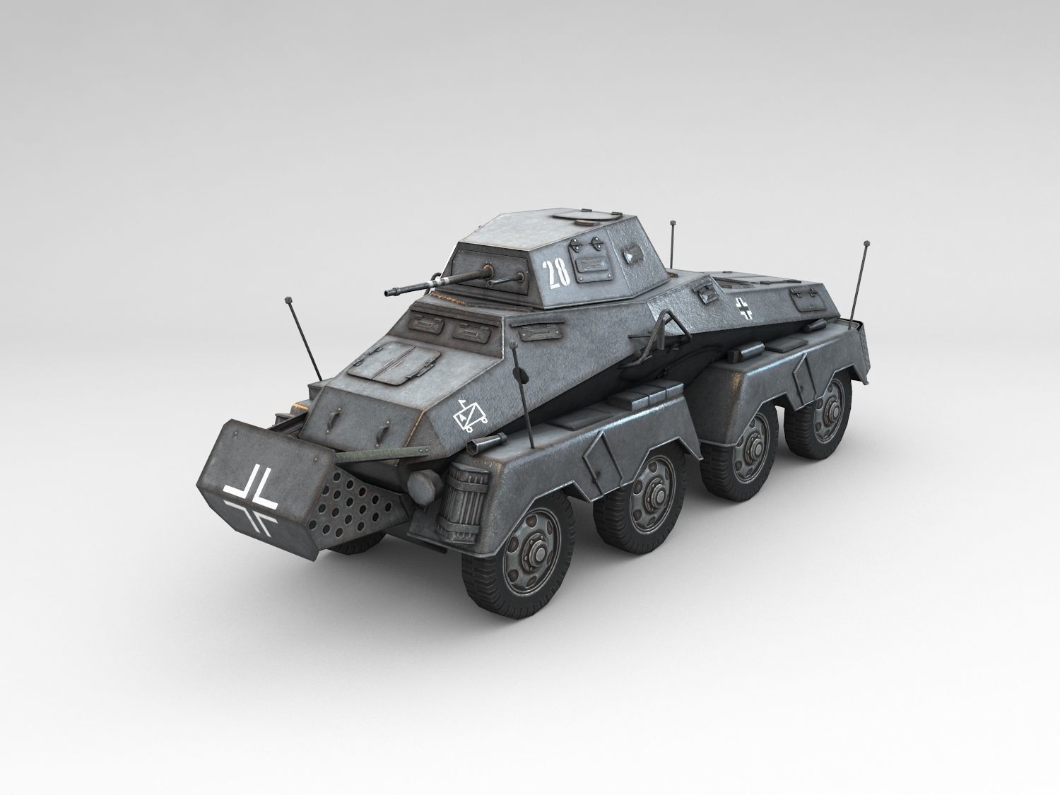 Low Poly SdKfz 231 8 Rad heavy recon car Low-poly 3D model_4