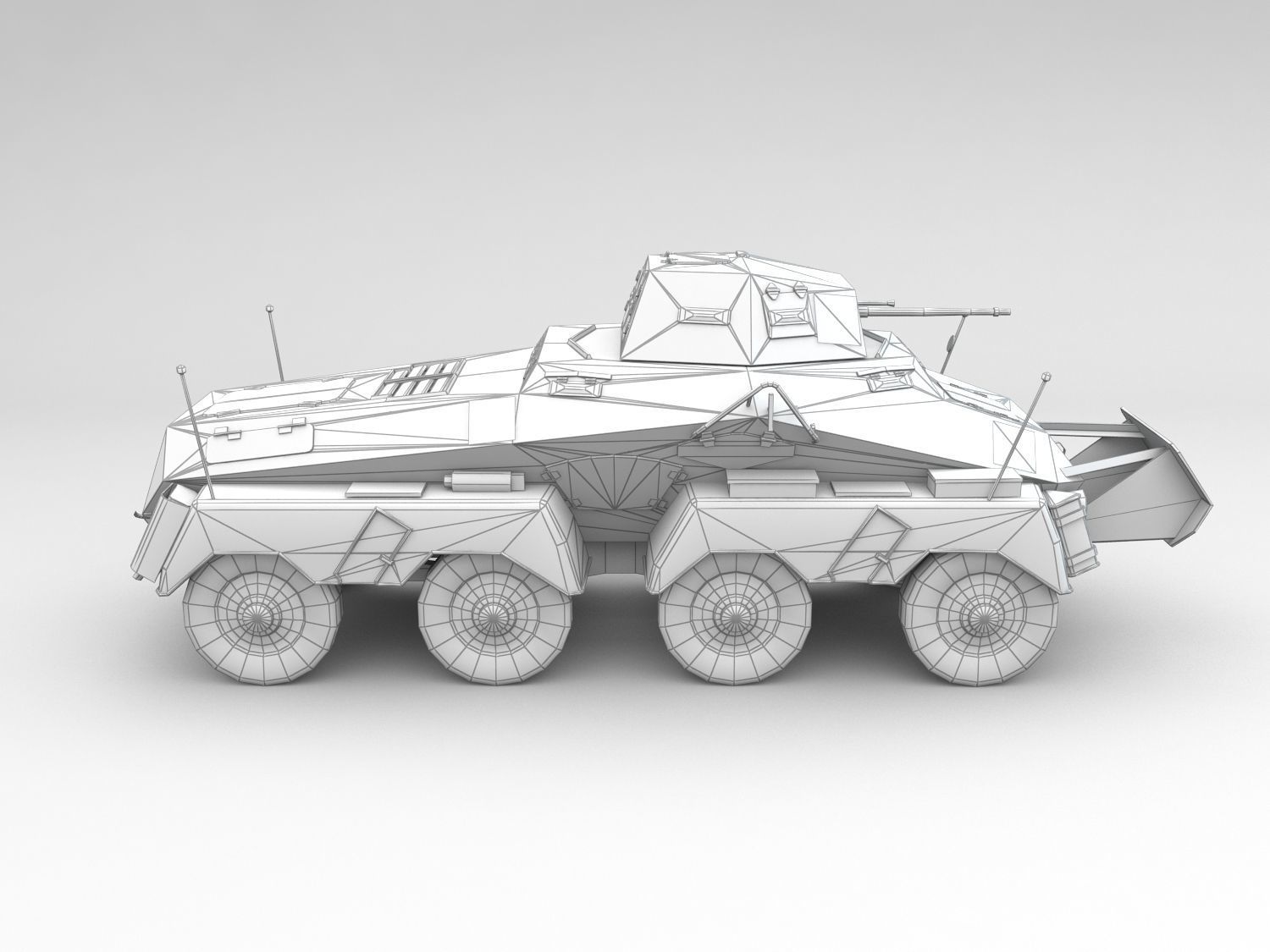 Low Poly SdKfz 231 8 Rad heavy recon car Low-poly 3D model_10