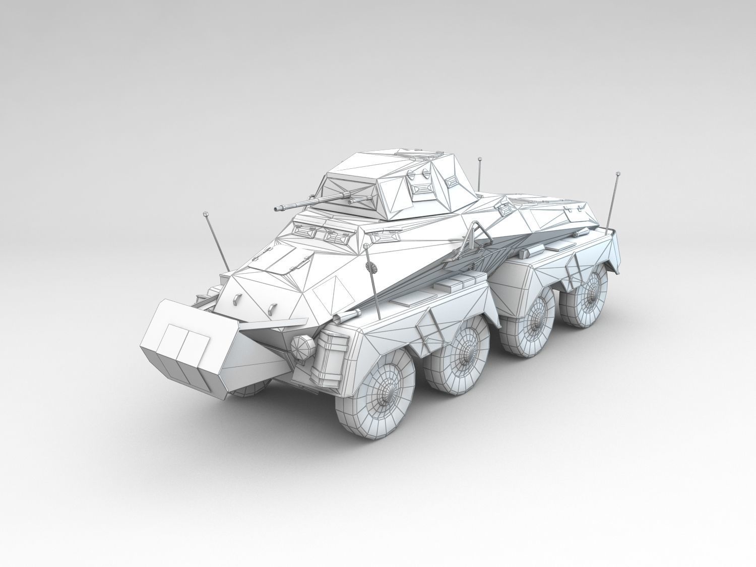 Low Poly SdKfz 231 8 Rad heavy recon car Low-poly 3D model_3