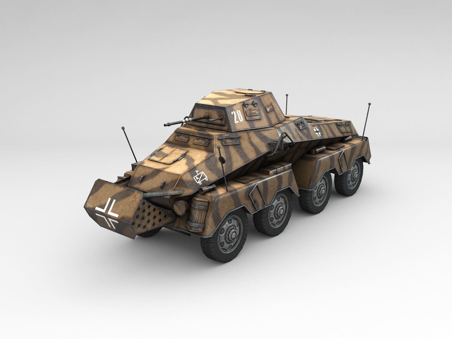 Low Poly SdKfz 231 8 Rad heavy recon car Low-poly 3D model_1