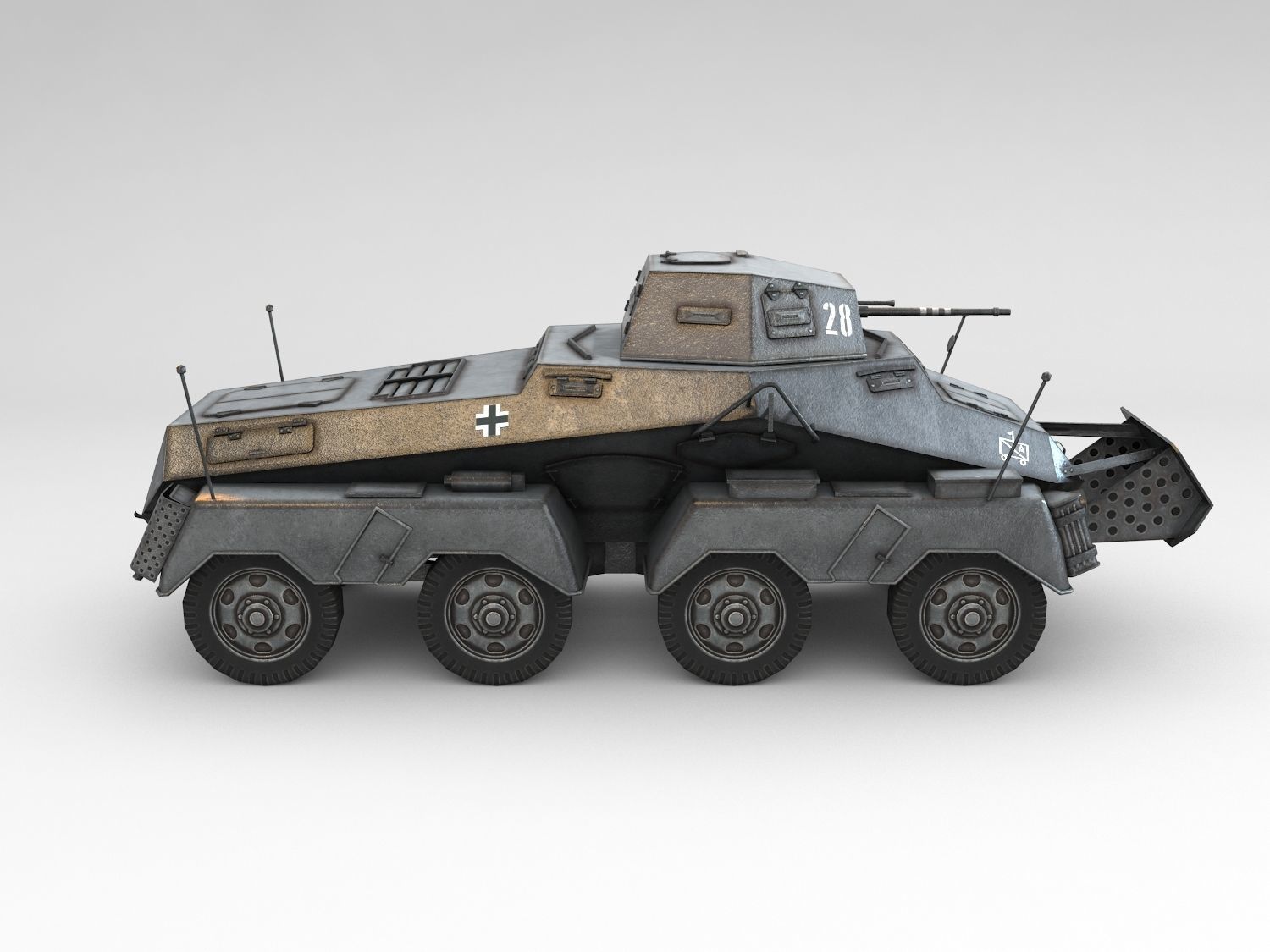 Low Poly SdKfz 231 8 Rad heavy recon car Low-poly 3D model_9