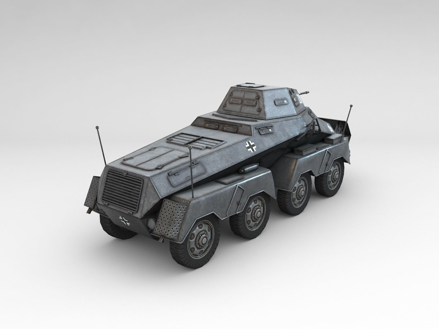 Low Poly SdKfz 231 8 Rad heavy recon car Low-poly 3D model_7