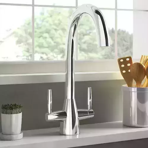 Chrome Lyon Twin Lever Monobloc Tap