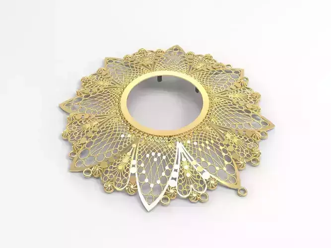 woman big necklace center part 22k c00006