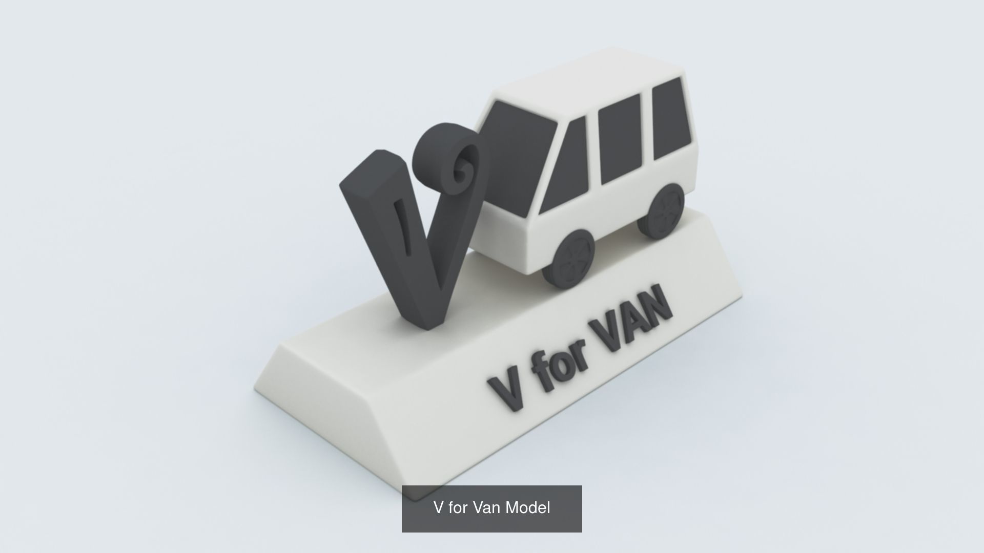 A to Z Letters with statue and words for kids learning 3D Model Collection_31