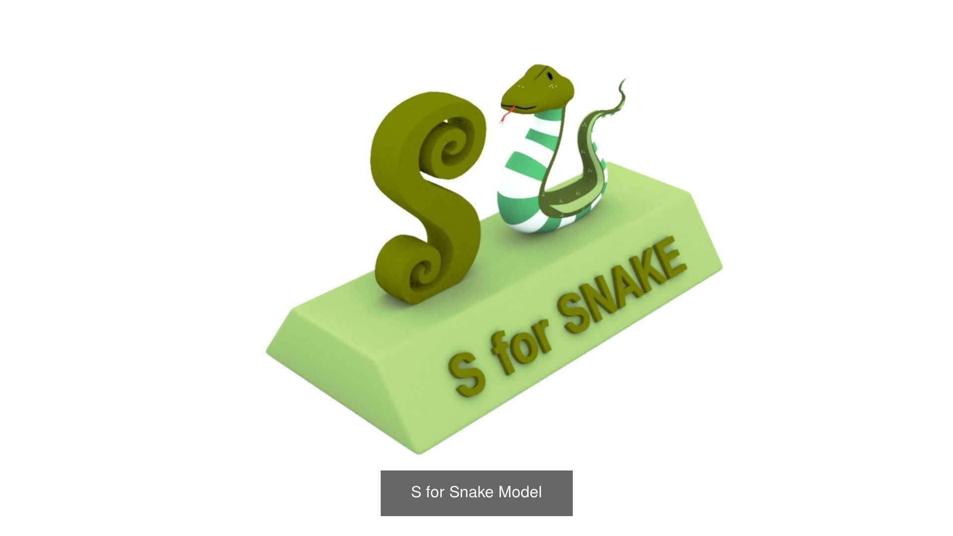 A to Z Letters with statue and words for kids learning 3D Model Collection_28